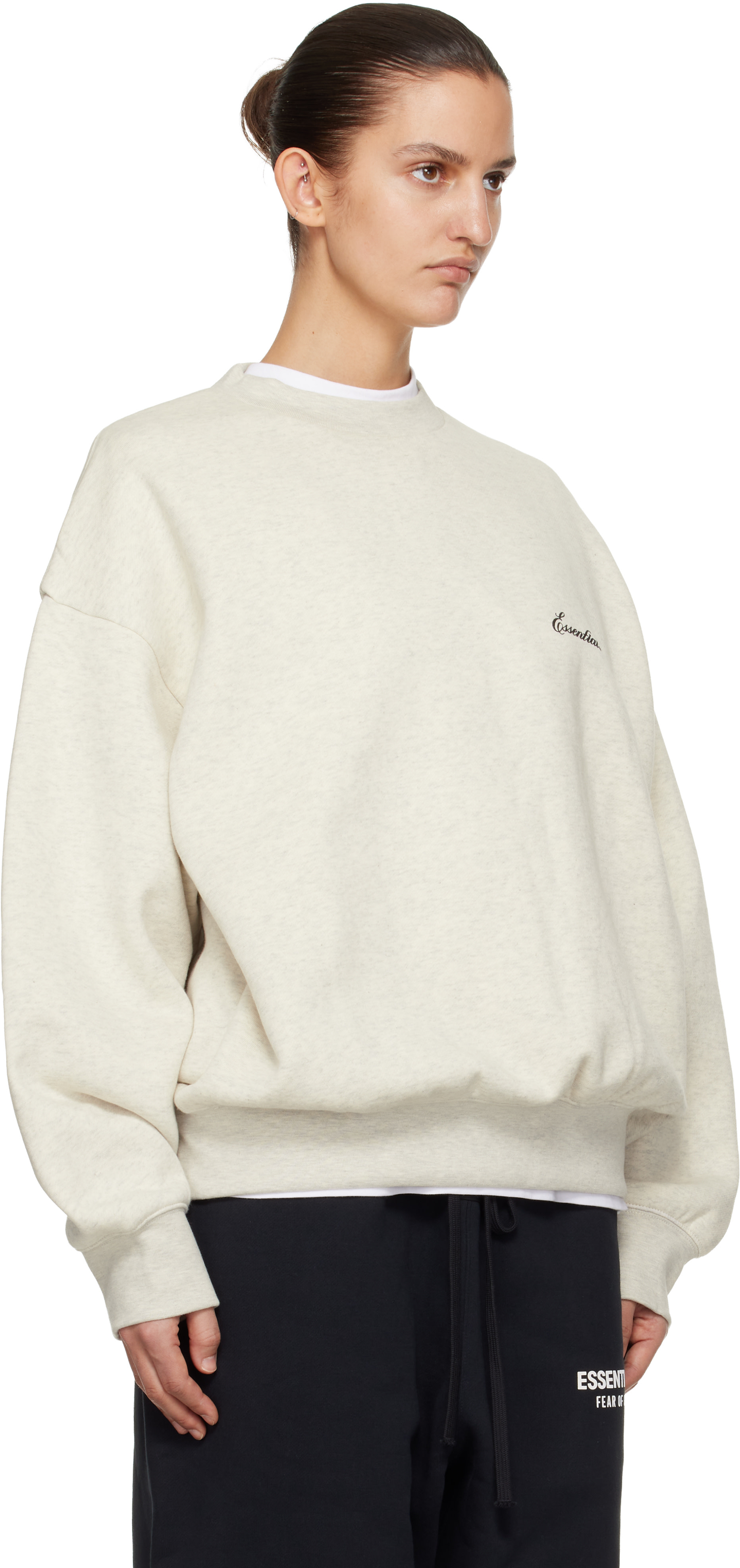 Fear of God ESSENTIALS - Pull molletonné blanc cassé à col ras du cou