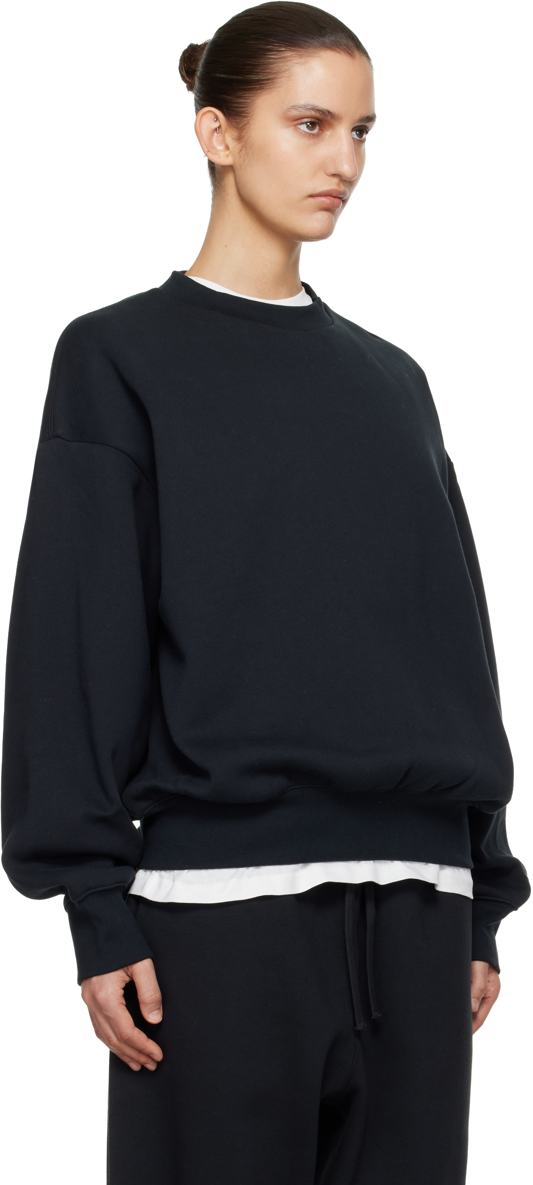 Fear of God ESSENTIALS - Pull molletonné noir à coupe classique et à col ras du cou