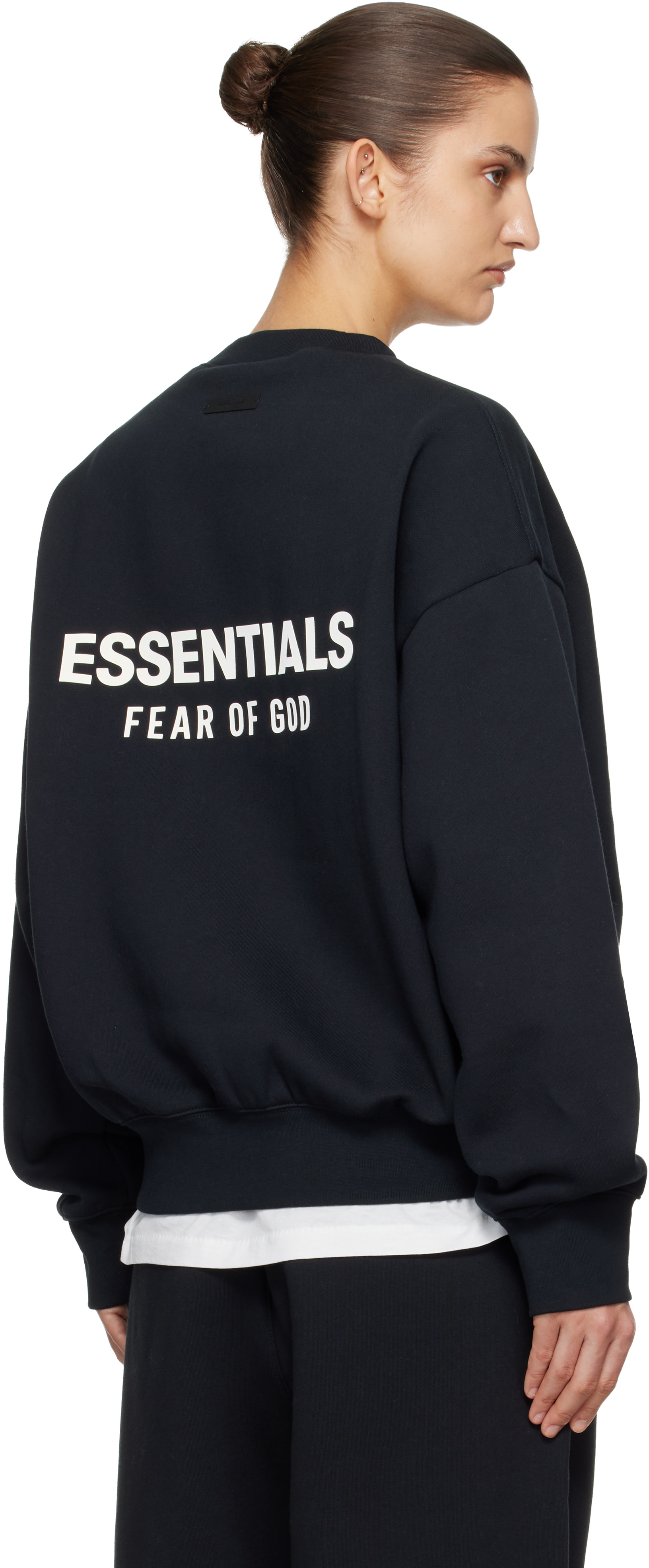 Fear of God ESSENTIALS - Pull molletonné noir à coupe classique et à col ras du cou