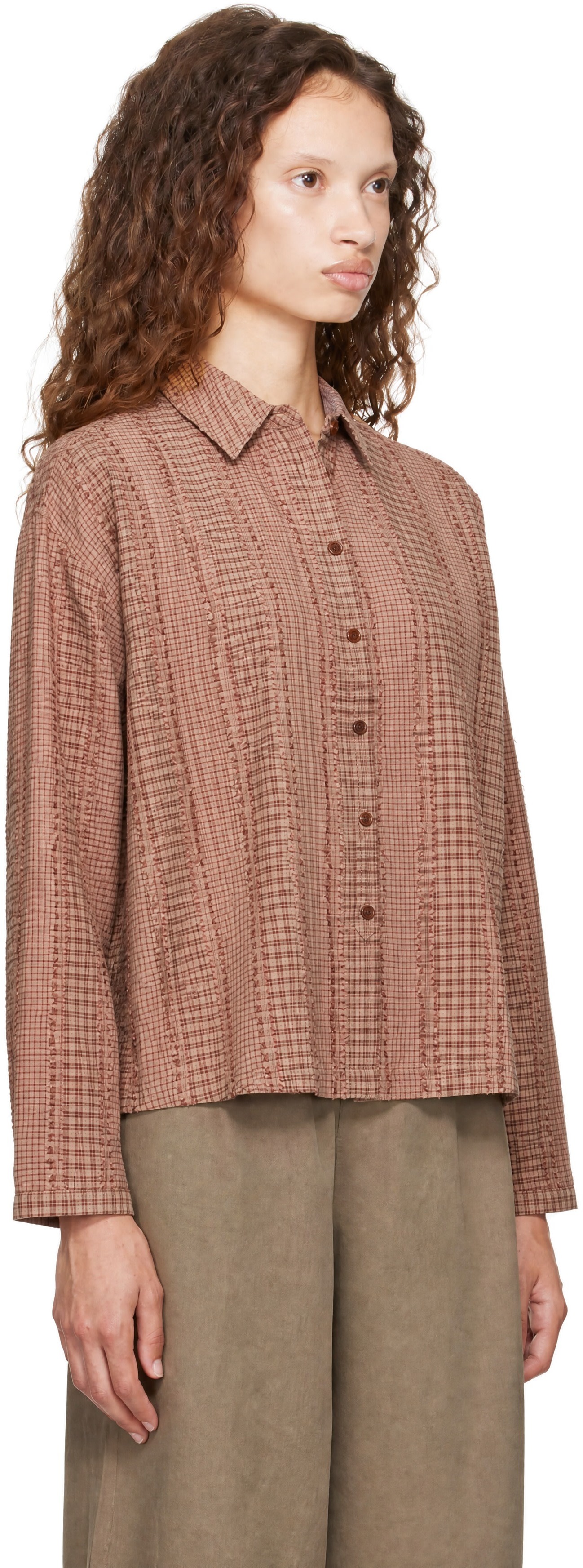 YMC - Chemise Marianne beige et rose