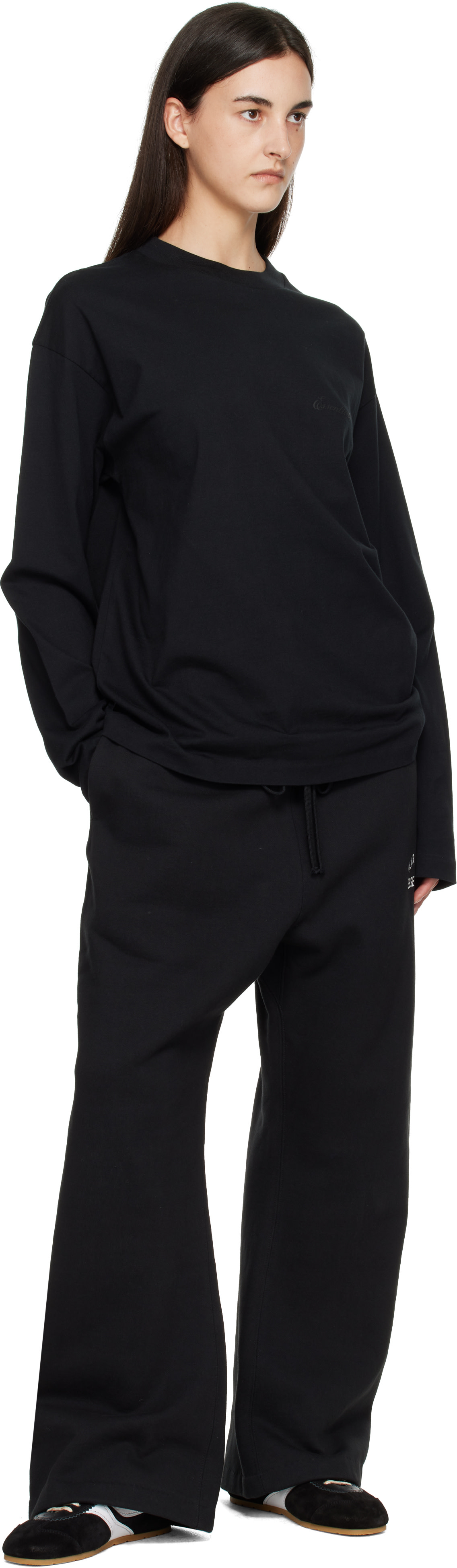 Fear of God ESSENTIALS: Black Classic Fit Long Sleeve T-shirt | SSENSE