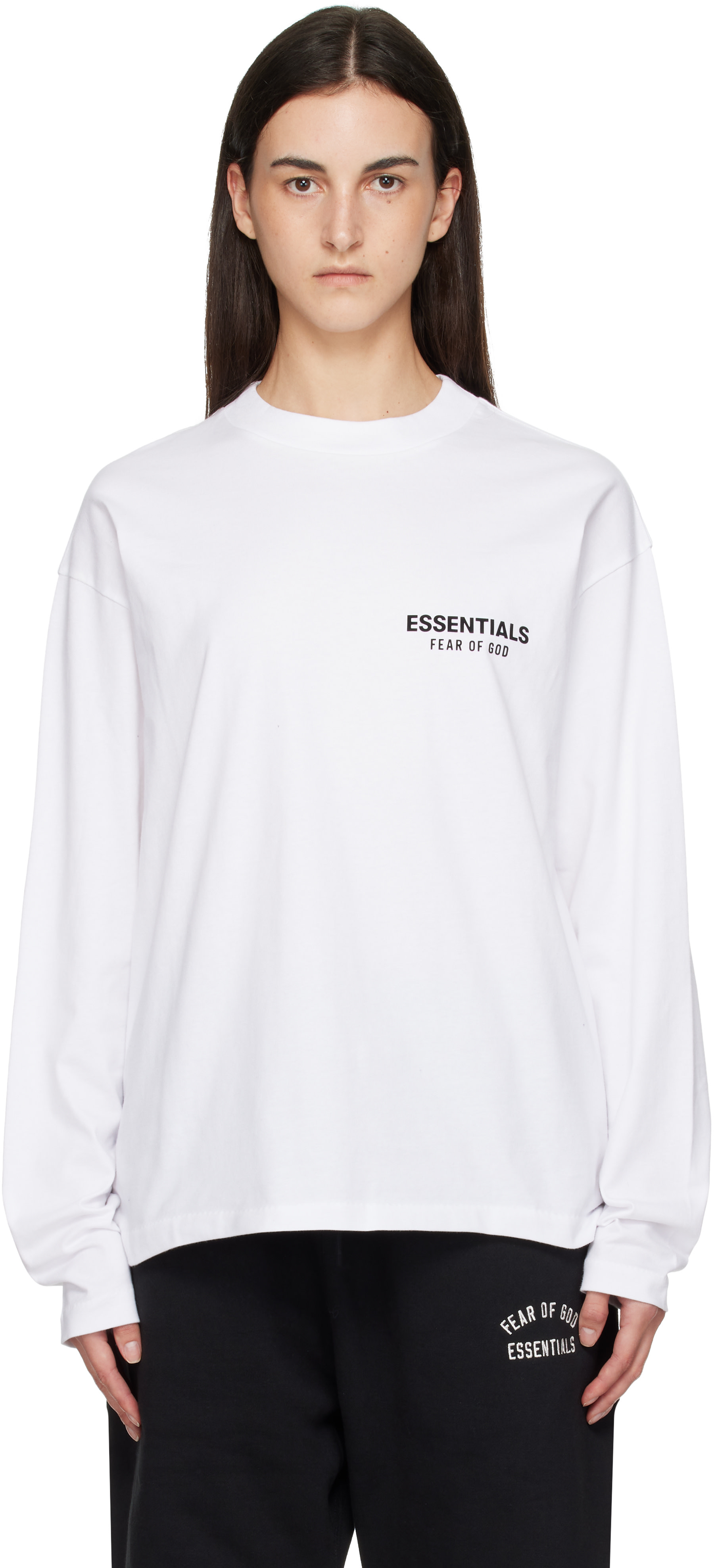 Fear of God ESSENTIALS: White Classic Fit Long Sleeve T-shirt | SSENSE