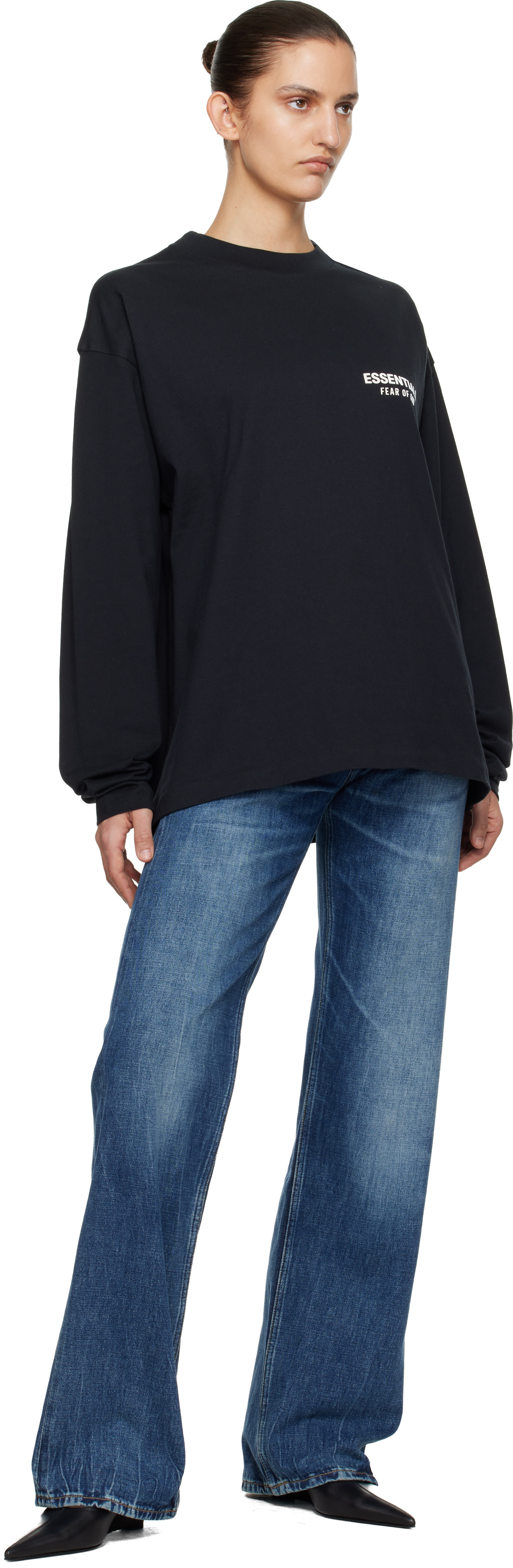 Fear of God ESSENTIALS: Black Classic Long Sleeve T-shirt | SSENSE