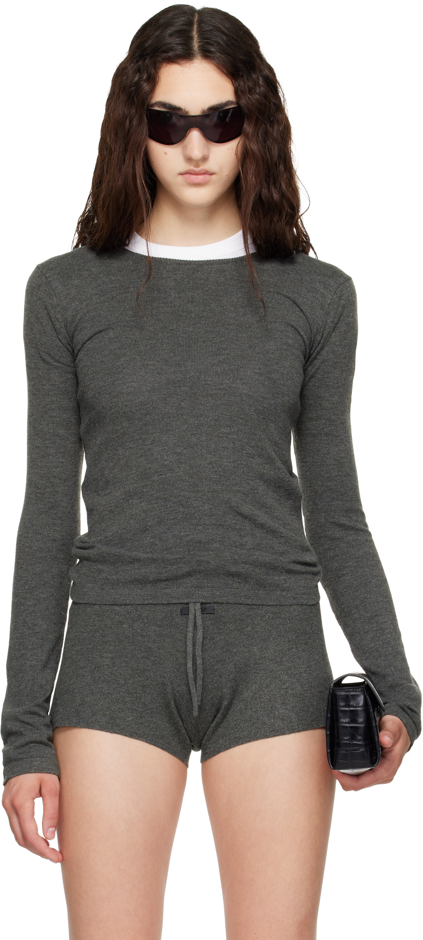 Fear of God ESSENTIALS - T-shirt à manches longues ajusté gris