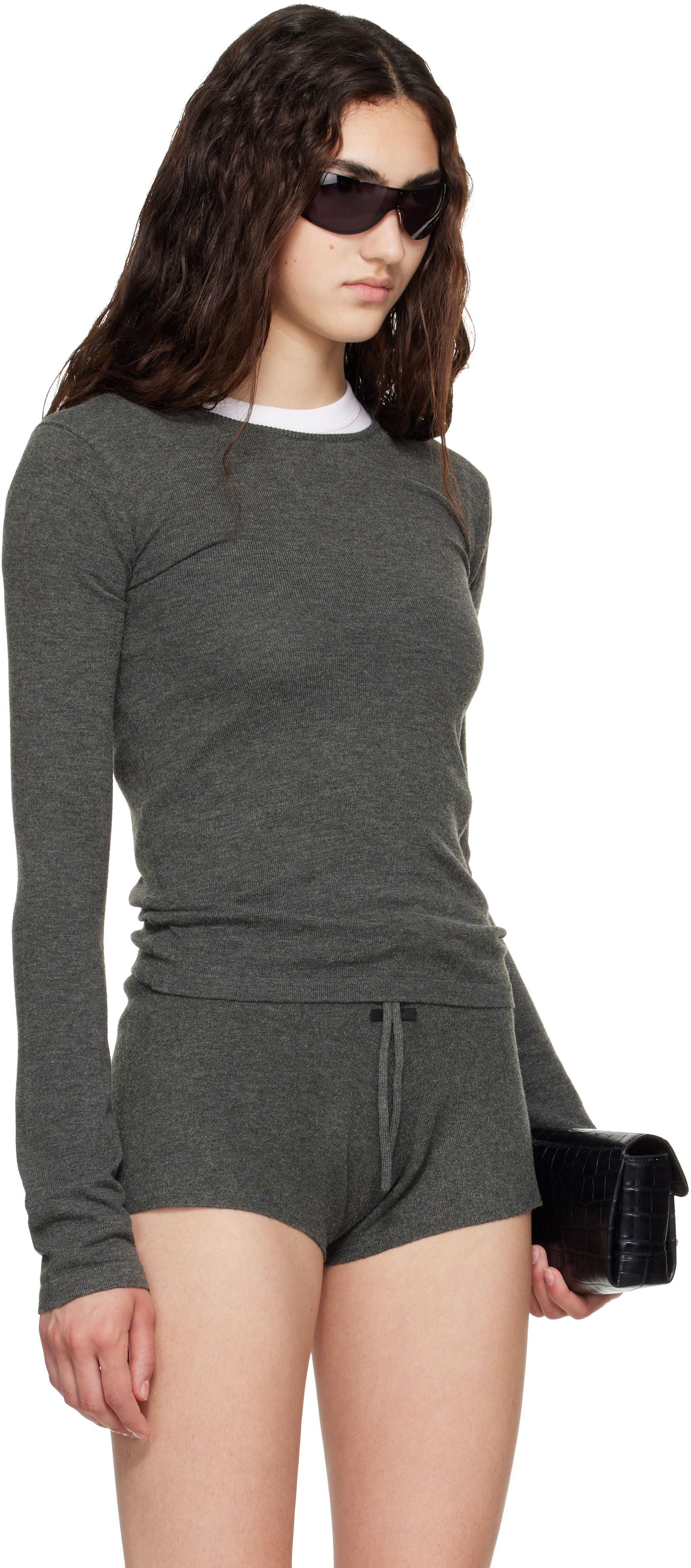 Fear of God ESSENTIALS - T-shirt à manches longues ajusté gris