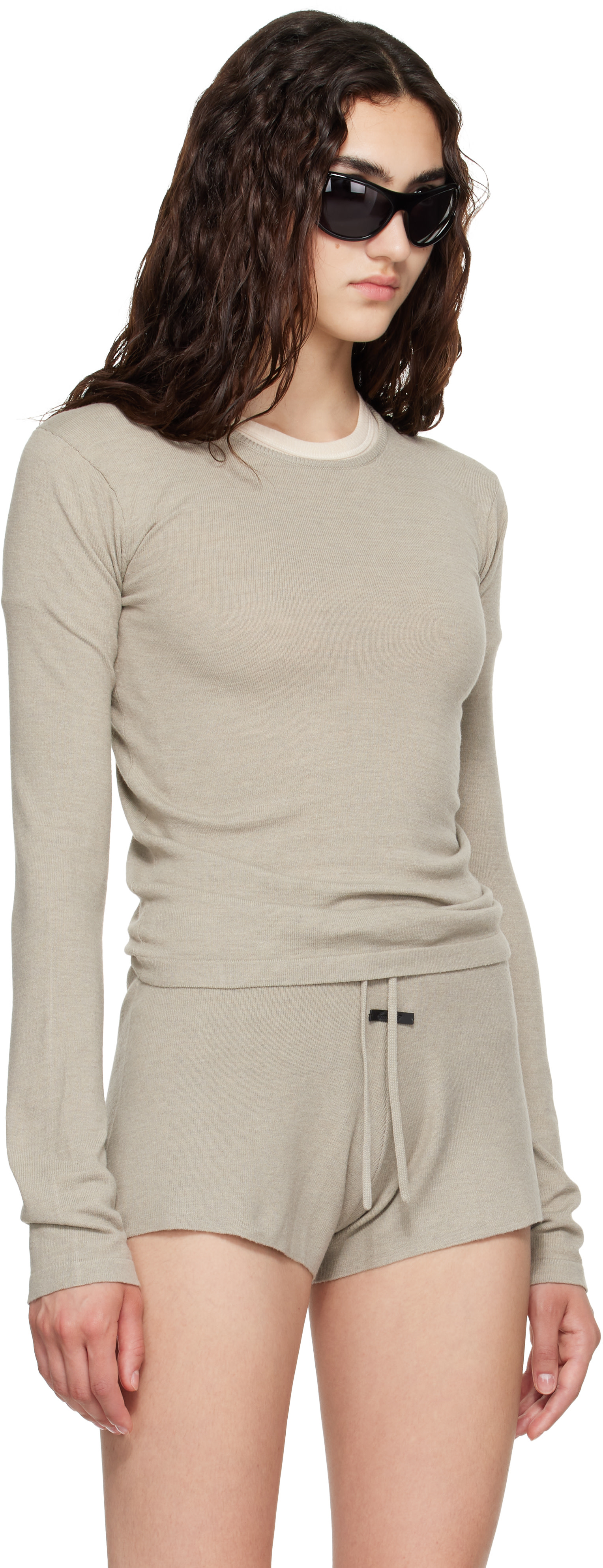 Fear of God ESSENTIALS - T-shirt à manches longues ajusté gris