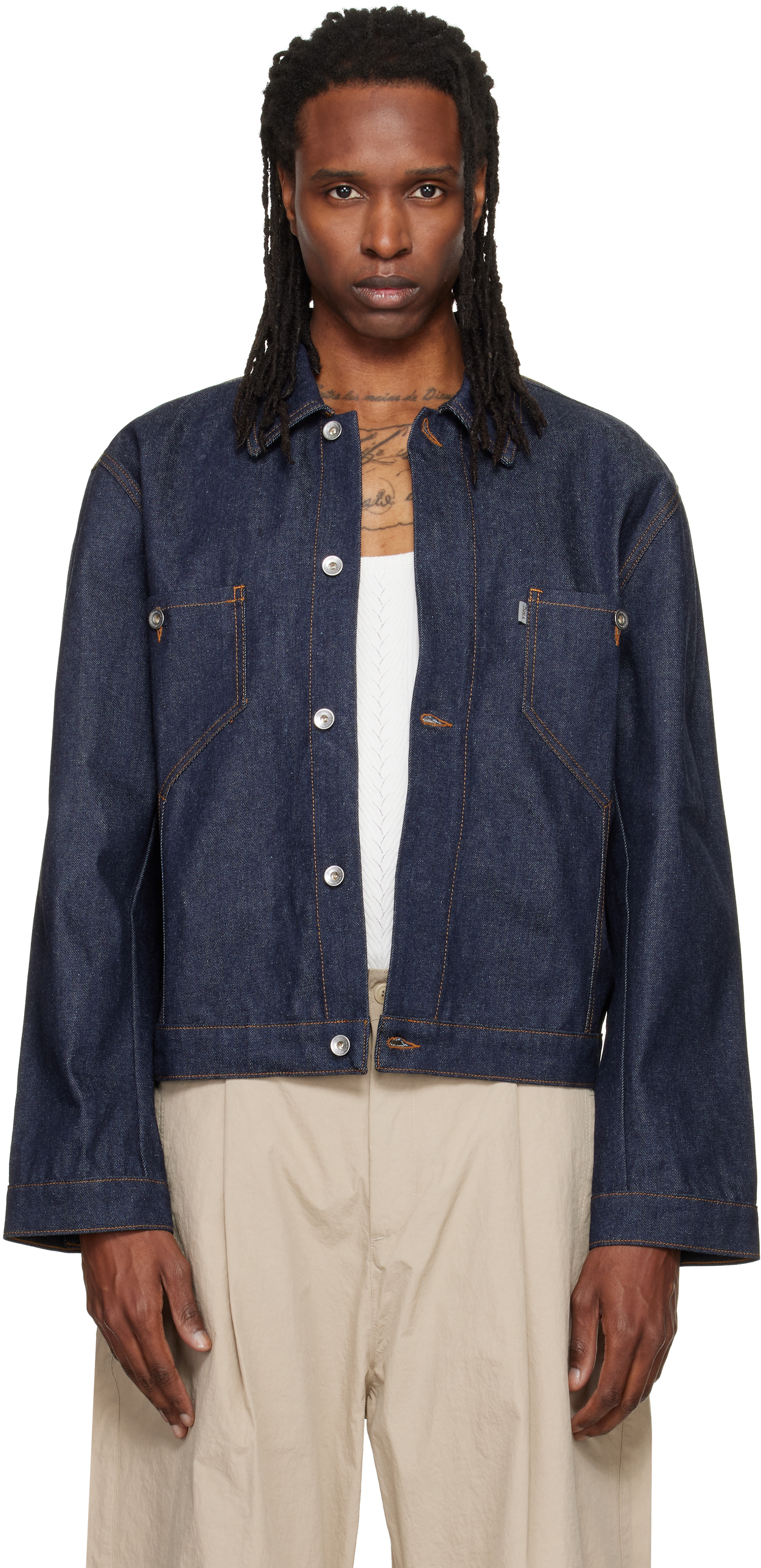 YMC - Blouson Loft bleu marine en denim