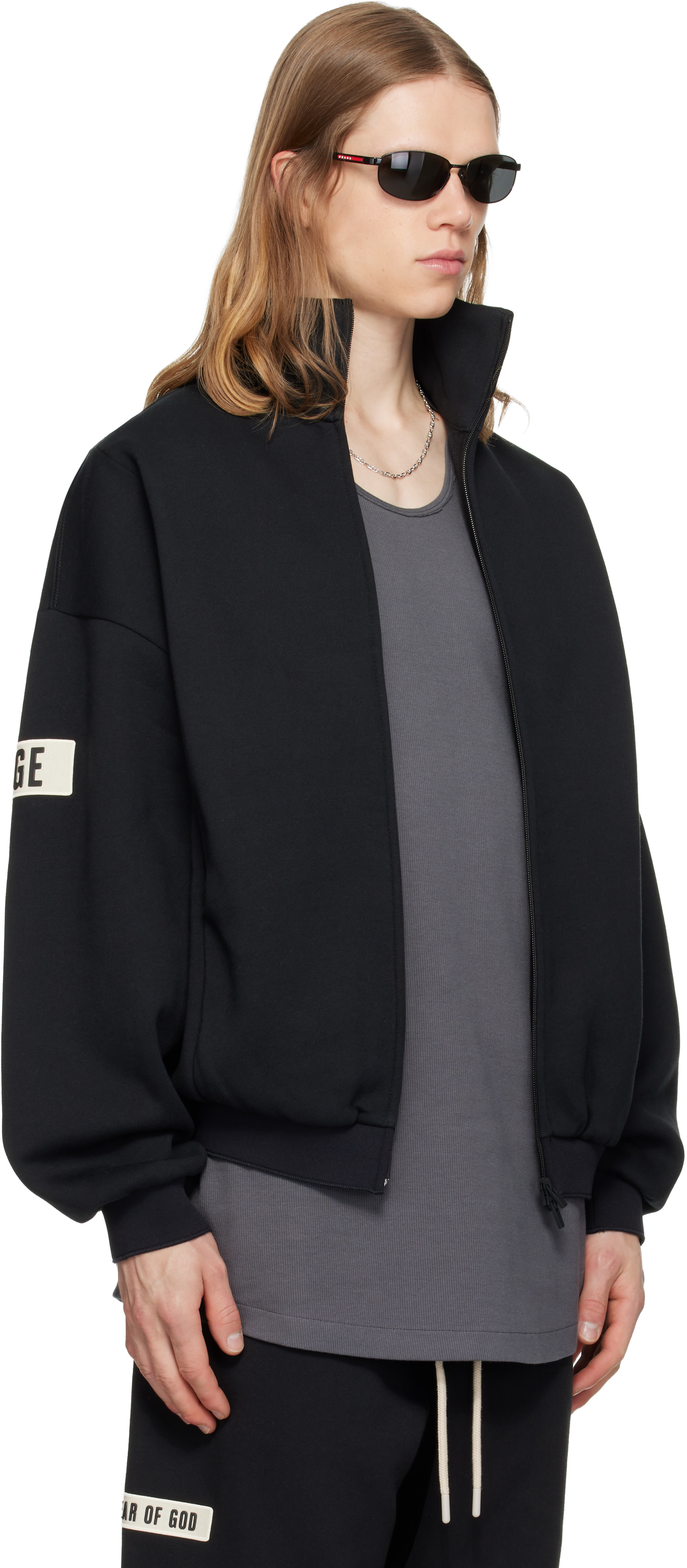 Fear of God ESSENTIALS - Black Logo Patch Track Jacket