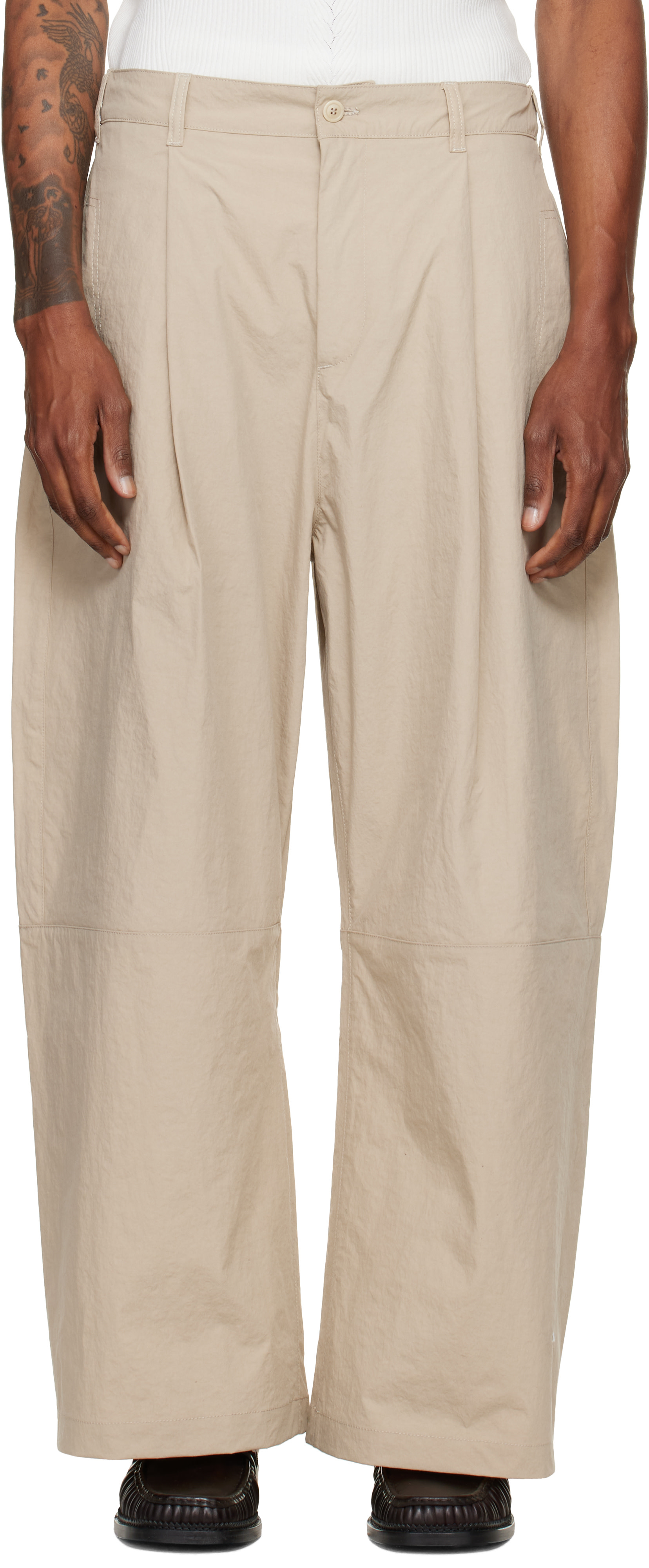YMC - Beige Drop Out Trousers