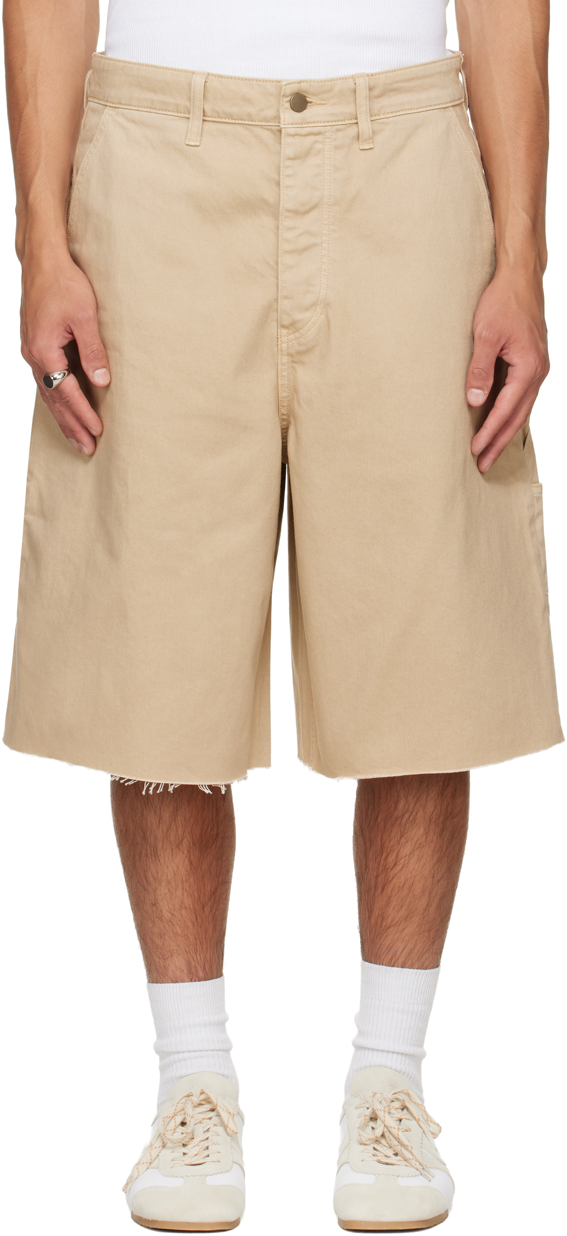 Fear of God ESSENTIALS - Beige Raw Cut 5-Pocket Shorts