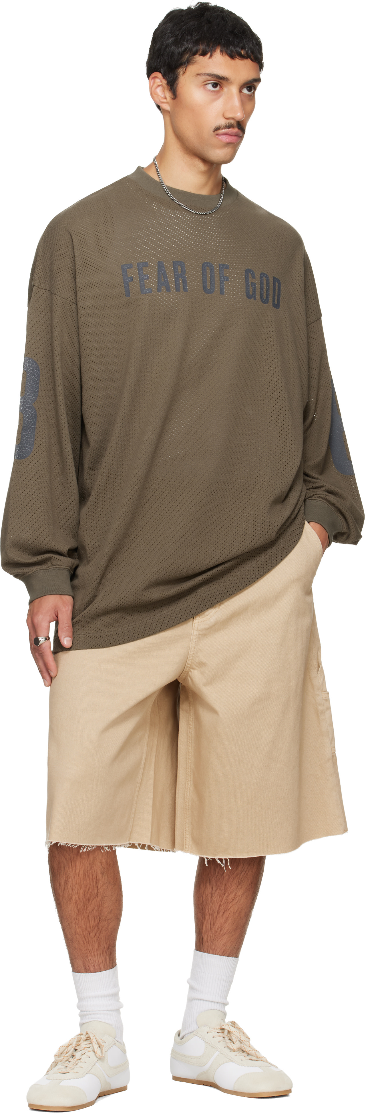 Fear of God ESSENTIALS - Beige Raw Cut 5-Pocket Shorts