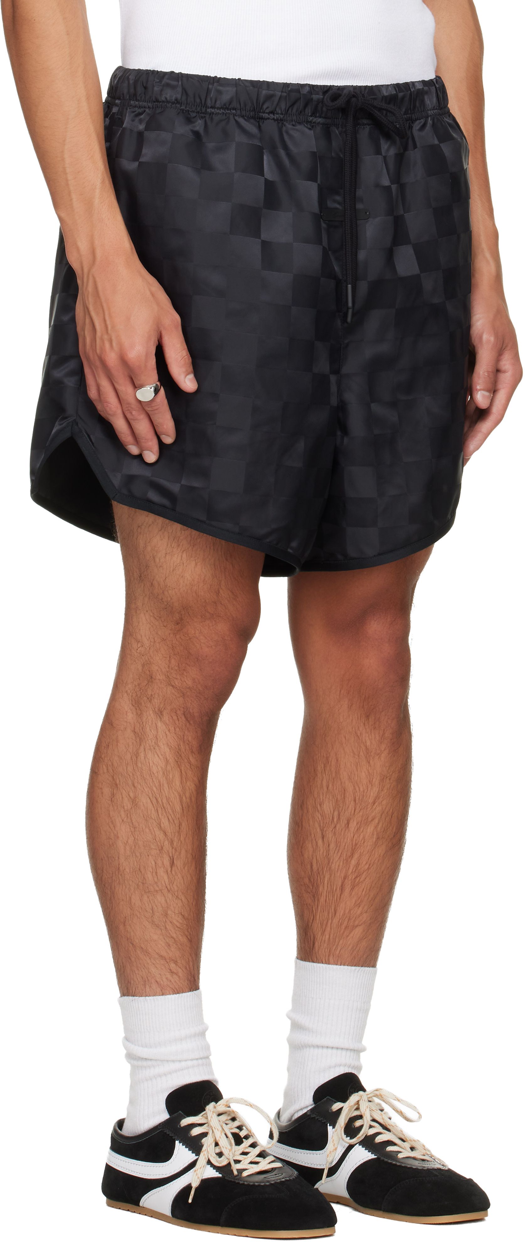 Fear of God ESSENTIALS - Black Checkered Gym Shorts