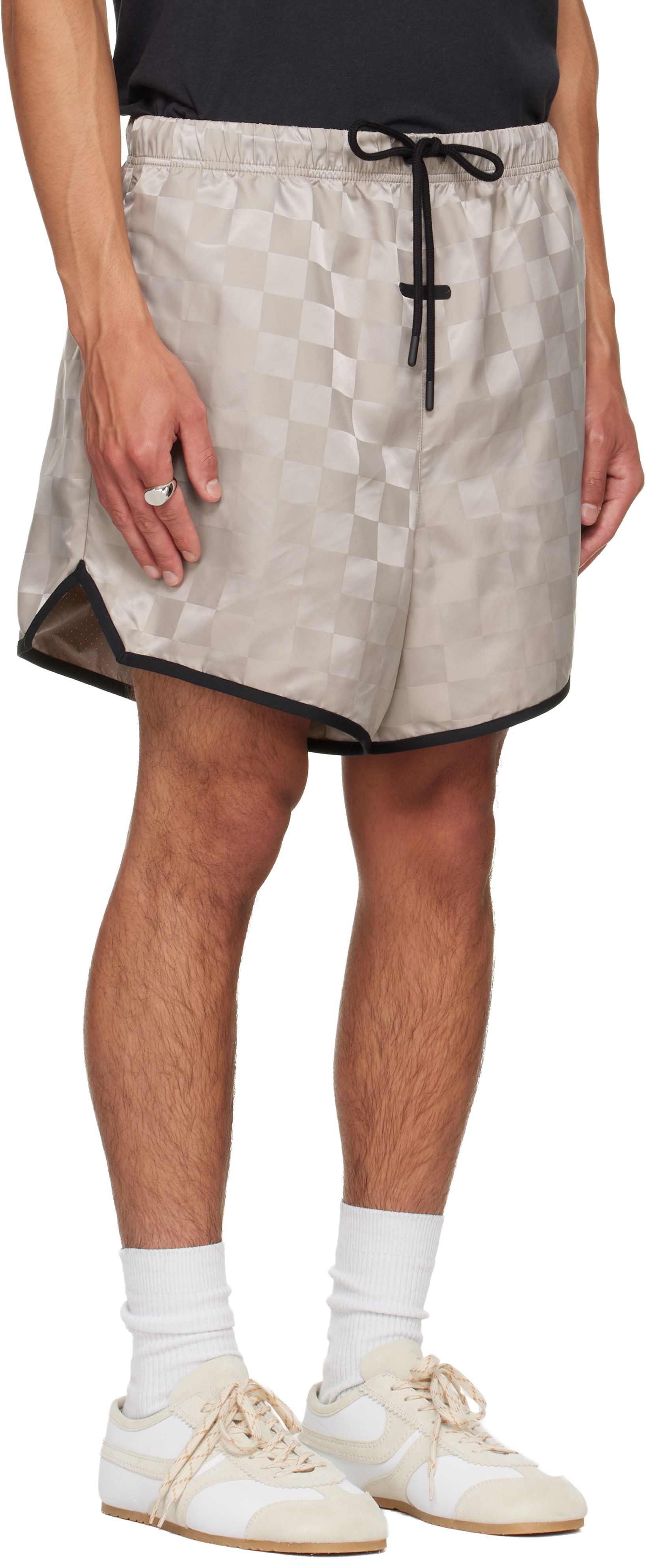 Fear of God ESSENTIALS - Gray Checkered Gym Shorts