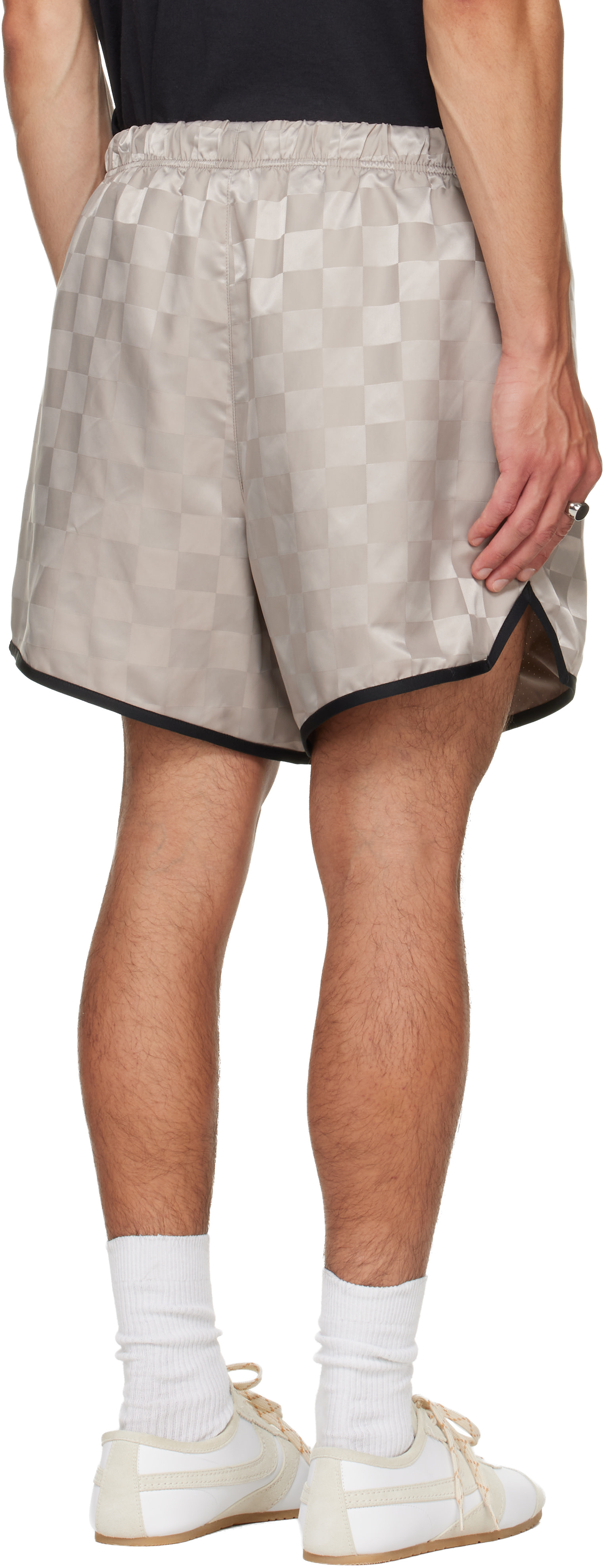 Fear of God ESSENTIALS - Gray Checkered Gym Shorts
