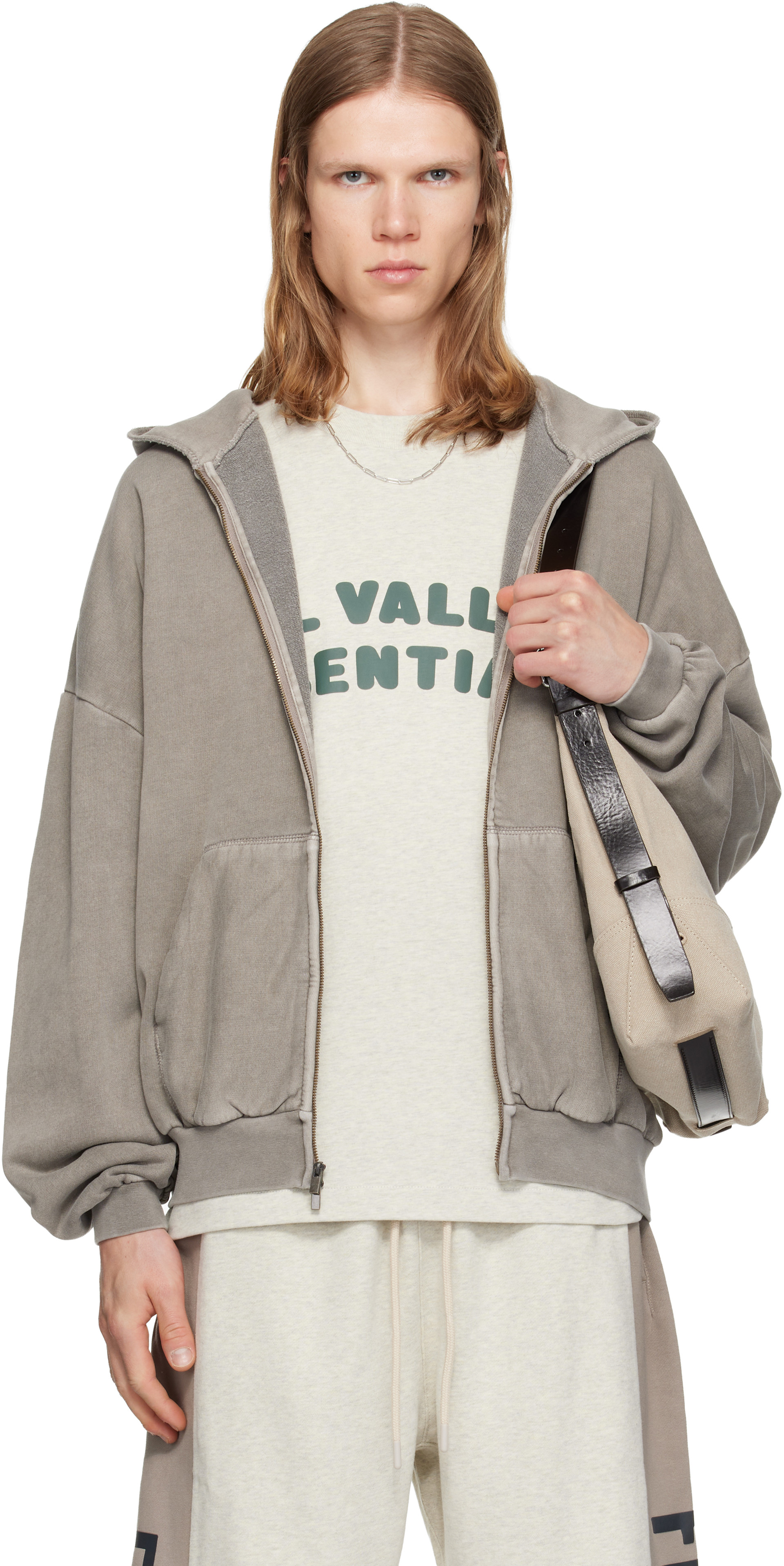 Fear of God ESSENTIALS - Pull à capuche 90's gris à glissière