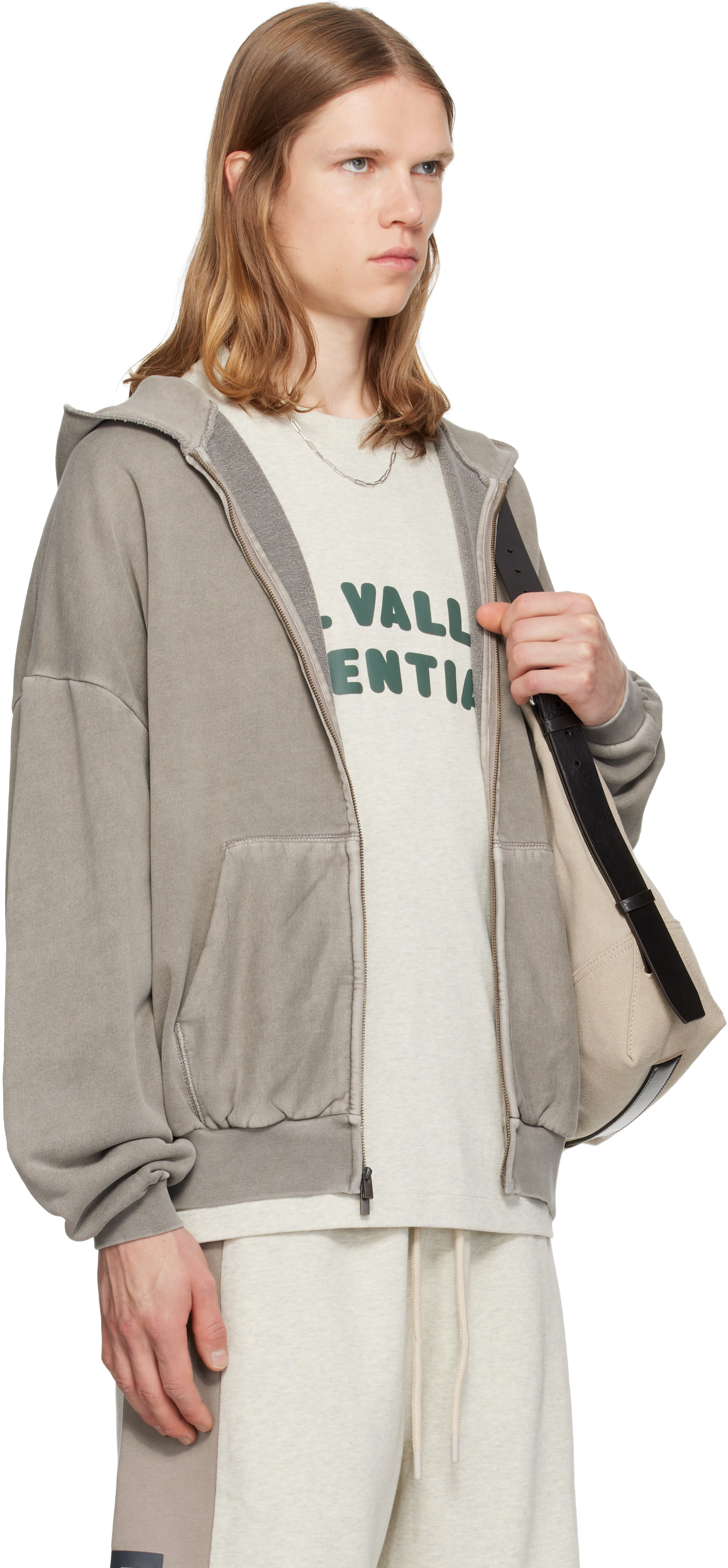 Fear of God ESSENTIALS - Pull à capuche 90's gris à glissière