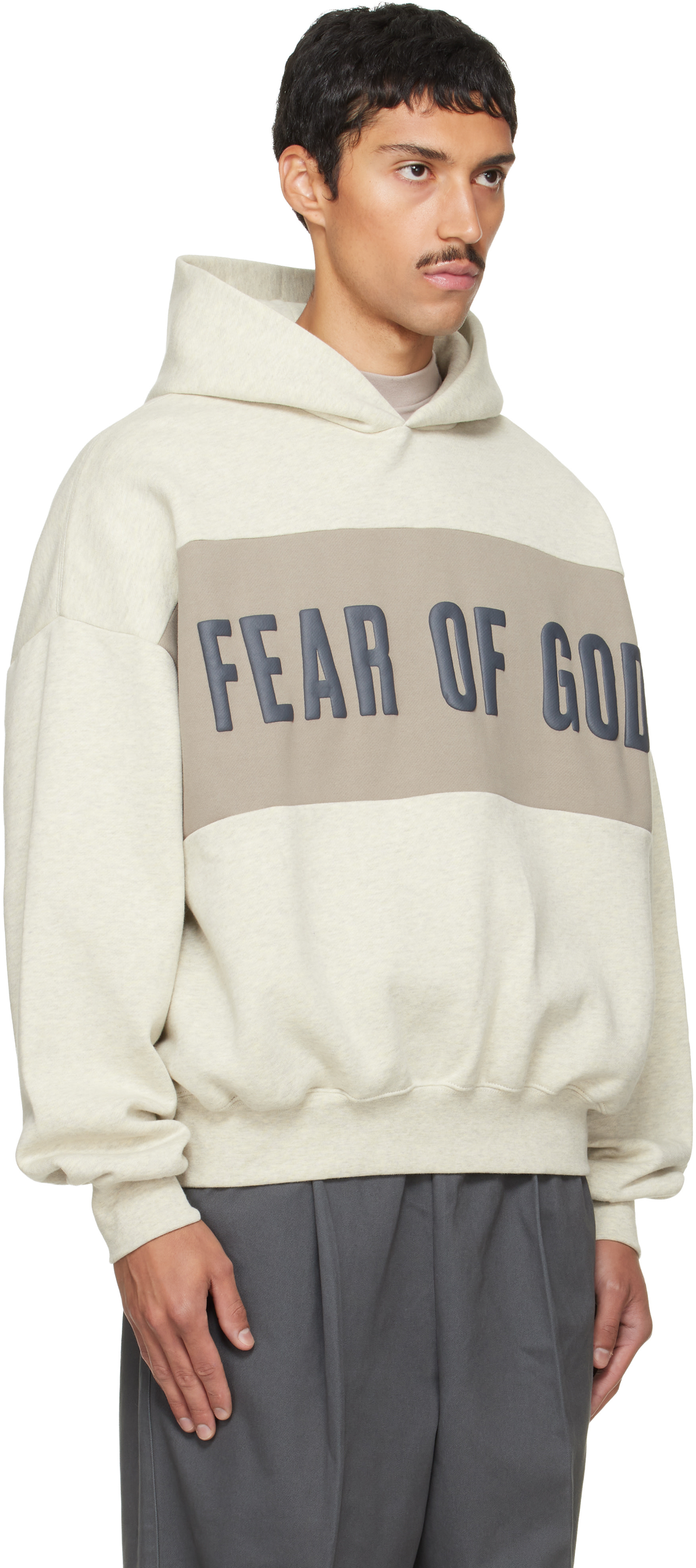 Fear of God ESSENTIALS - 그레이 크롭 릴랙스 패널 후디