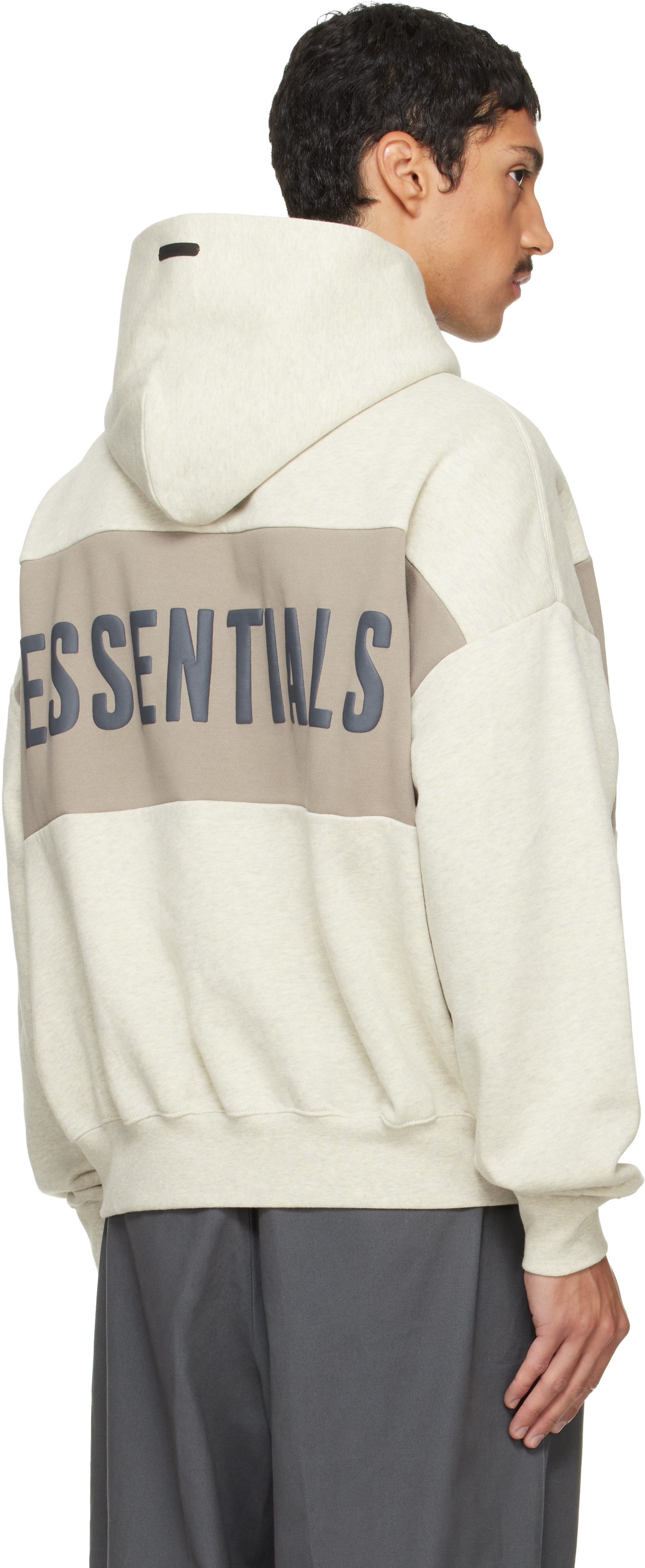 Fear of God ESSENTIALS - 그레이 크롭 릴랙스 패널 후디