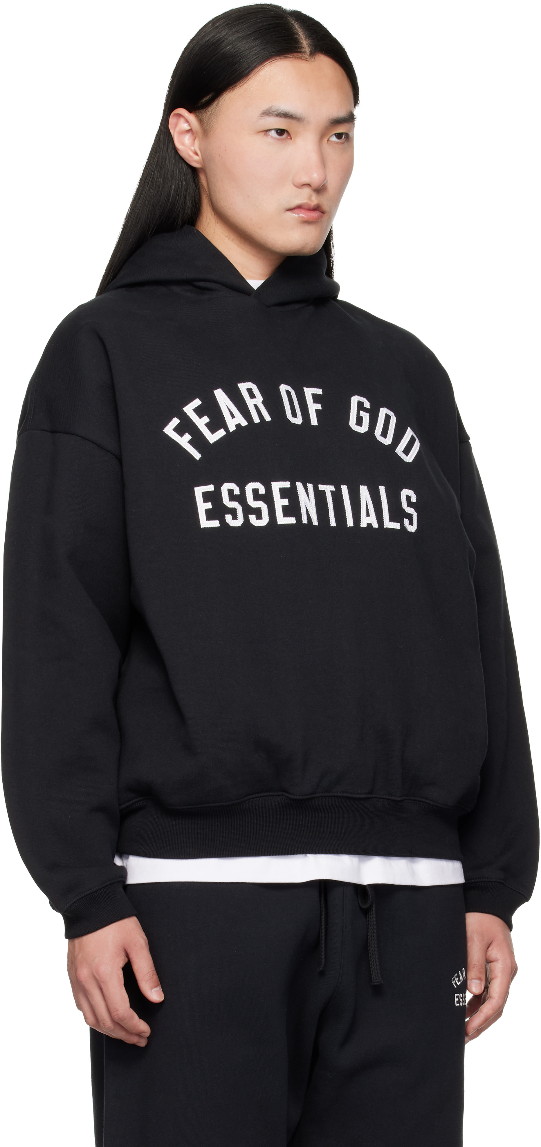 Fear of God ESSENTIALS - Pull à capuche 90s noir à logo de style collégial