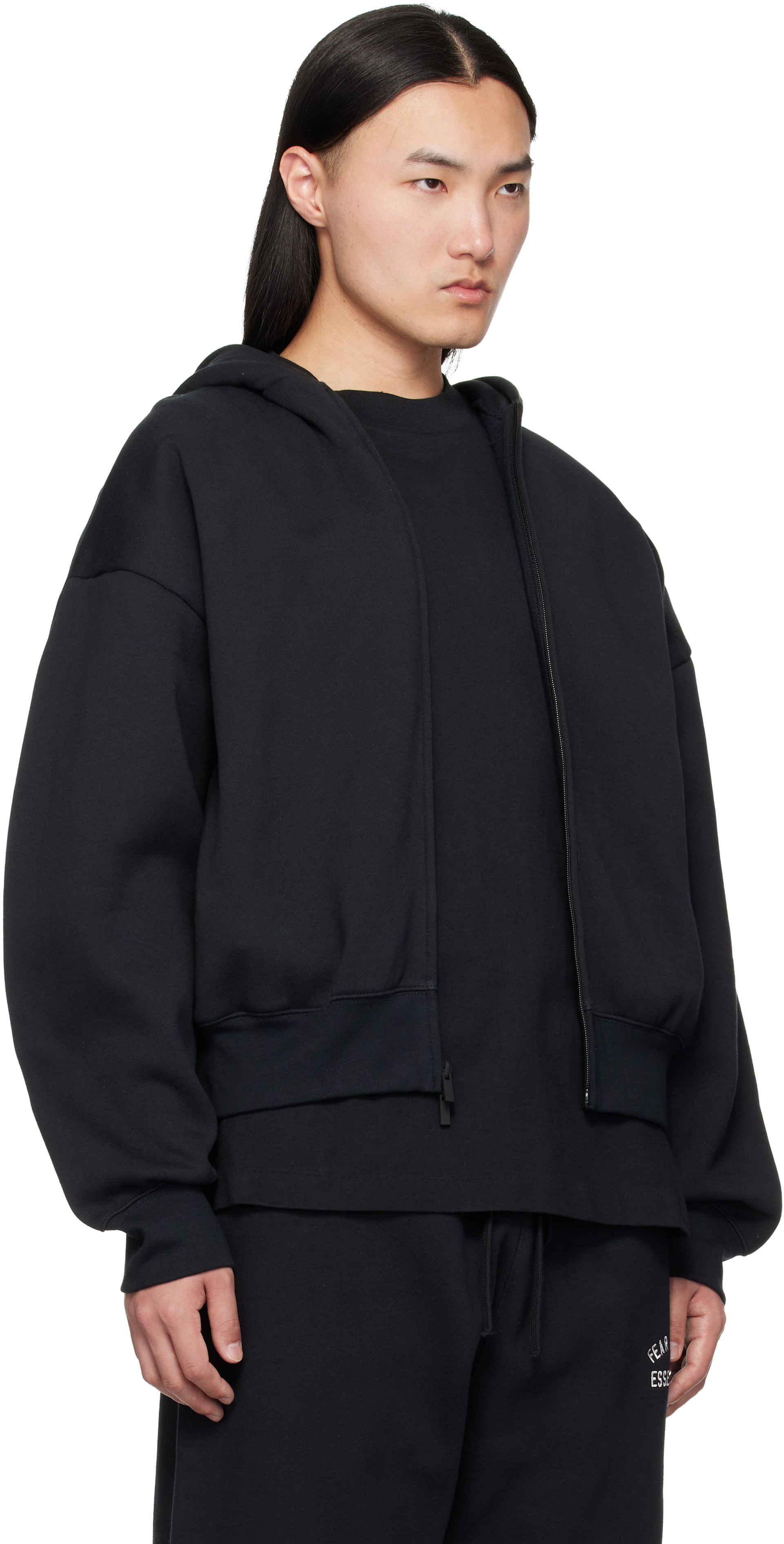 Fear of God ESSENTIALS - Pull à capuche noir à glissière
