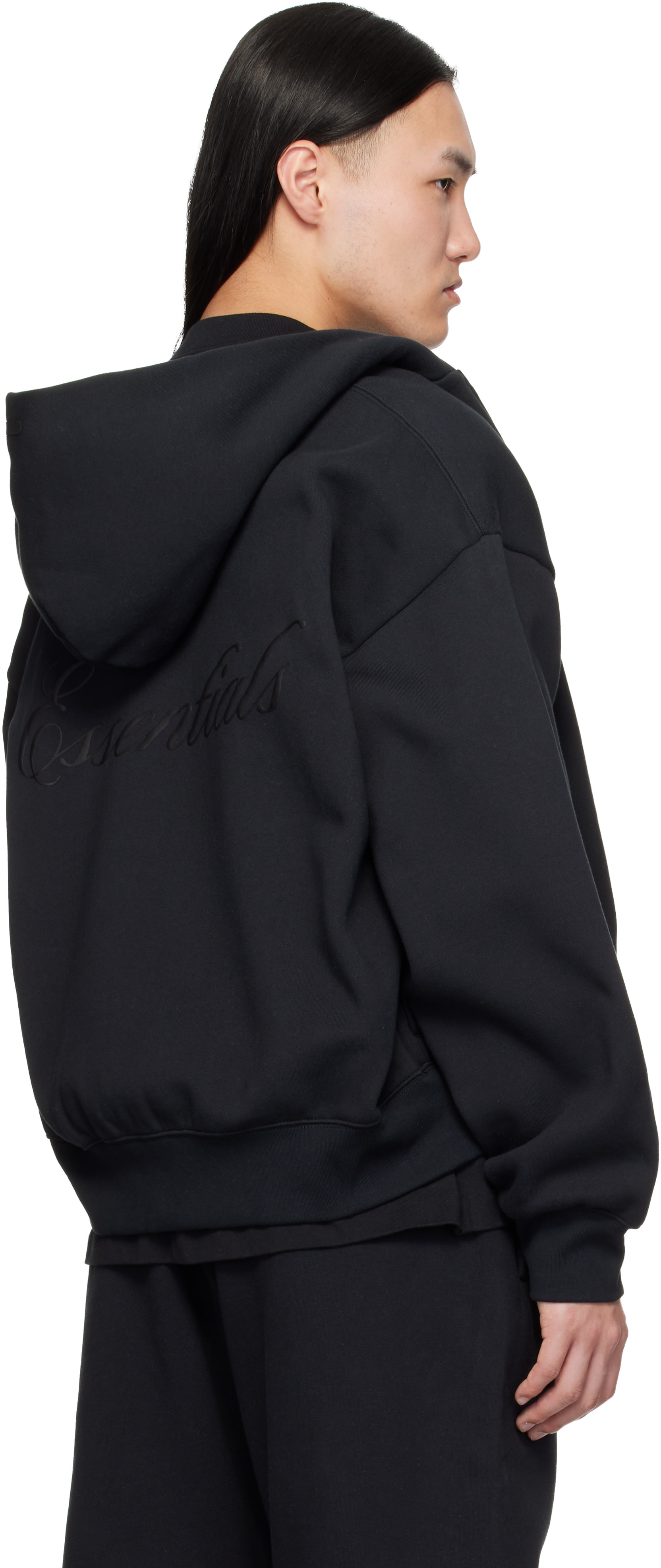 Fear of God ESSENTIALS - Pull à capuche noir à glissière