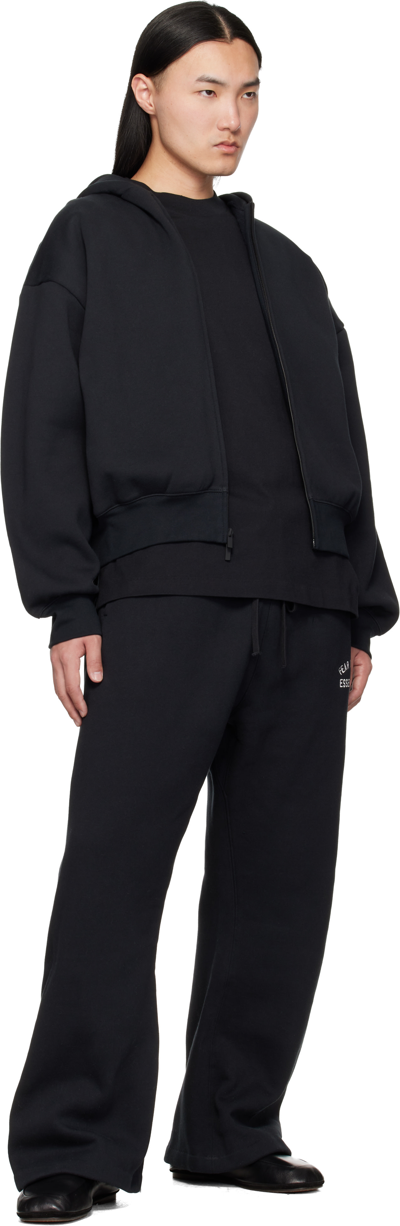 Fear of God ESSENTIALS - Pull à capuche noir à glissière