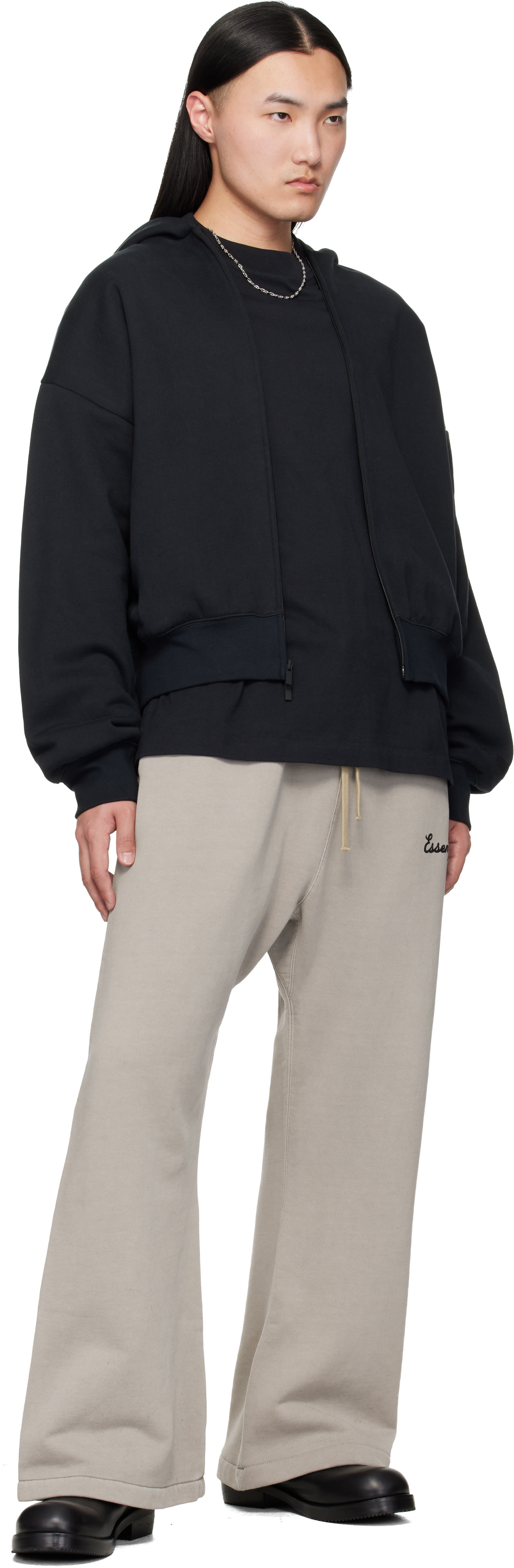Fear of God ESSENTIALS - Pull à capuche noir à glissière