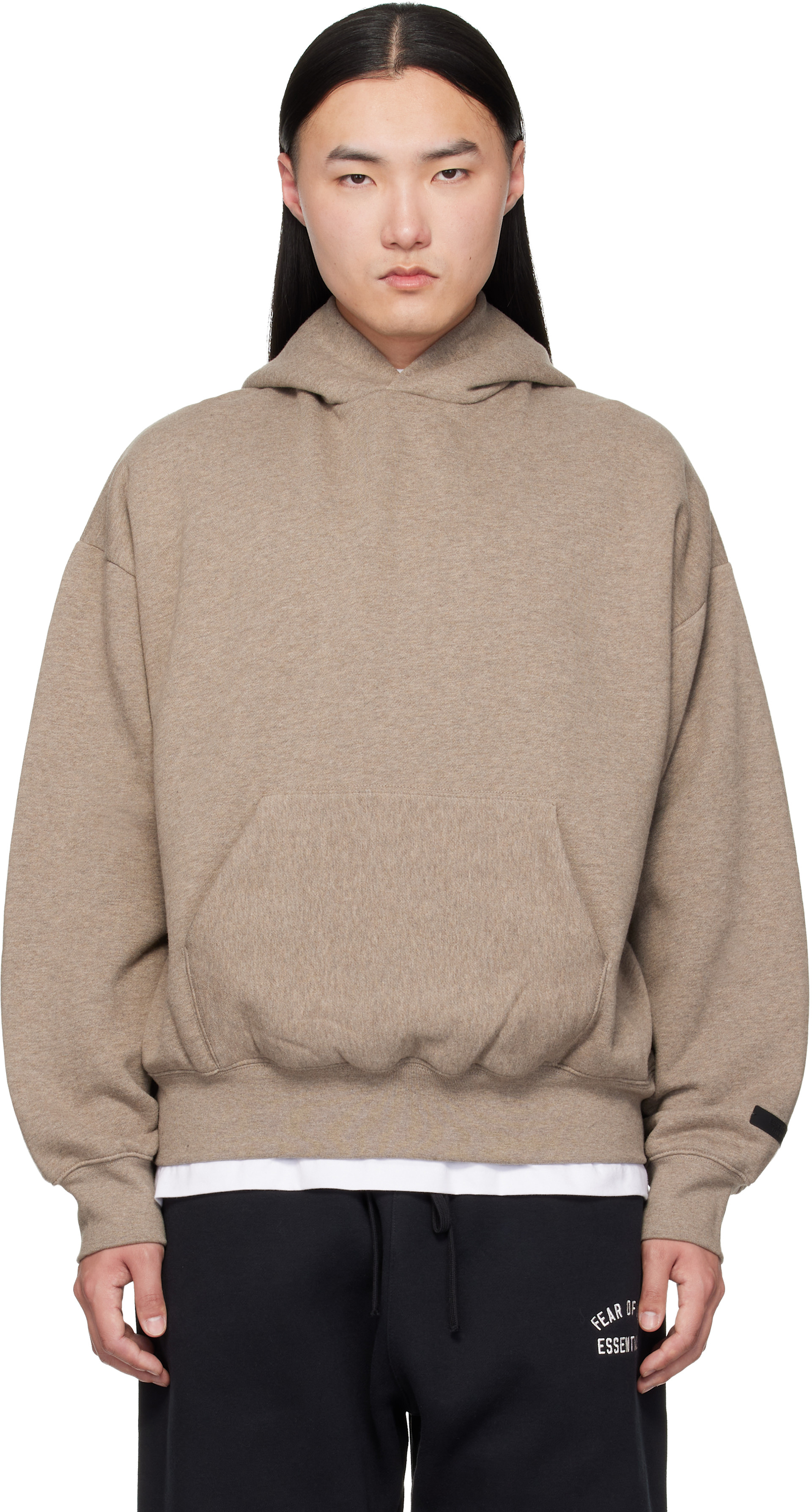 Fear of God ESSENTIALS - Pull à capuche beige à coupe classique