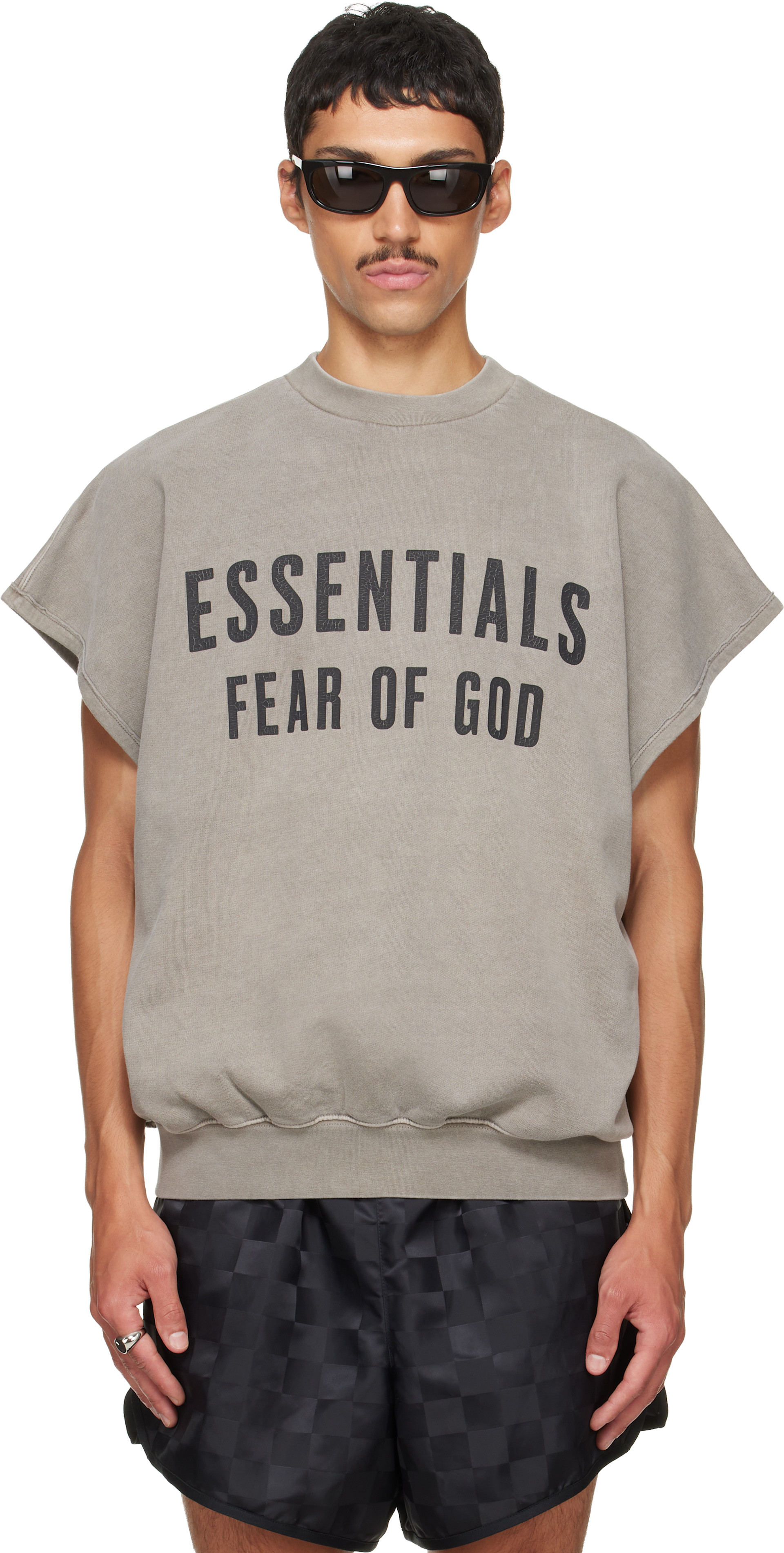 Fear of God ESSENTIALS: グレー Relaxed Fleece Cutoff スウェット