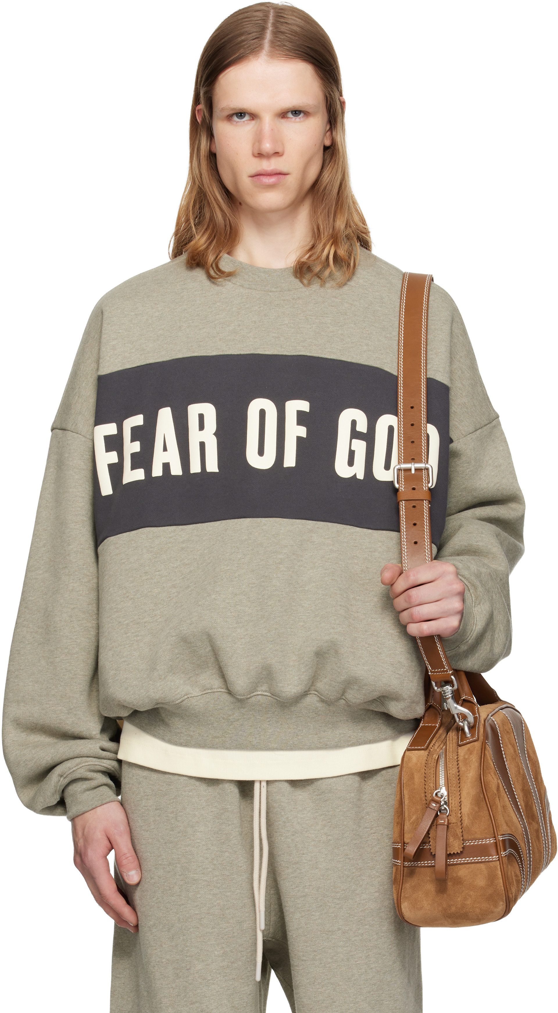 Fear of God ESSENTIALS - Pull molletonné écourté décontracté gris à panneaux