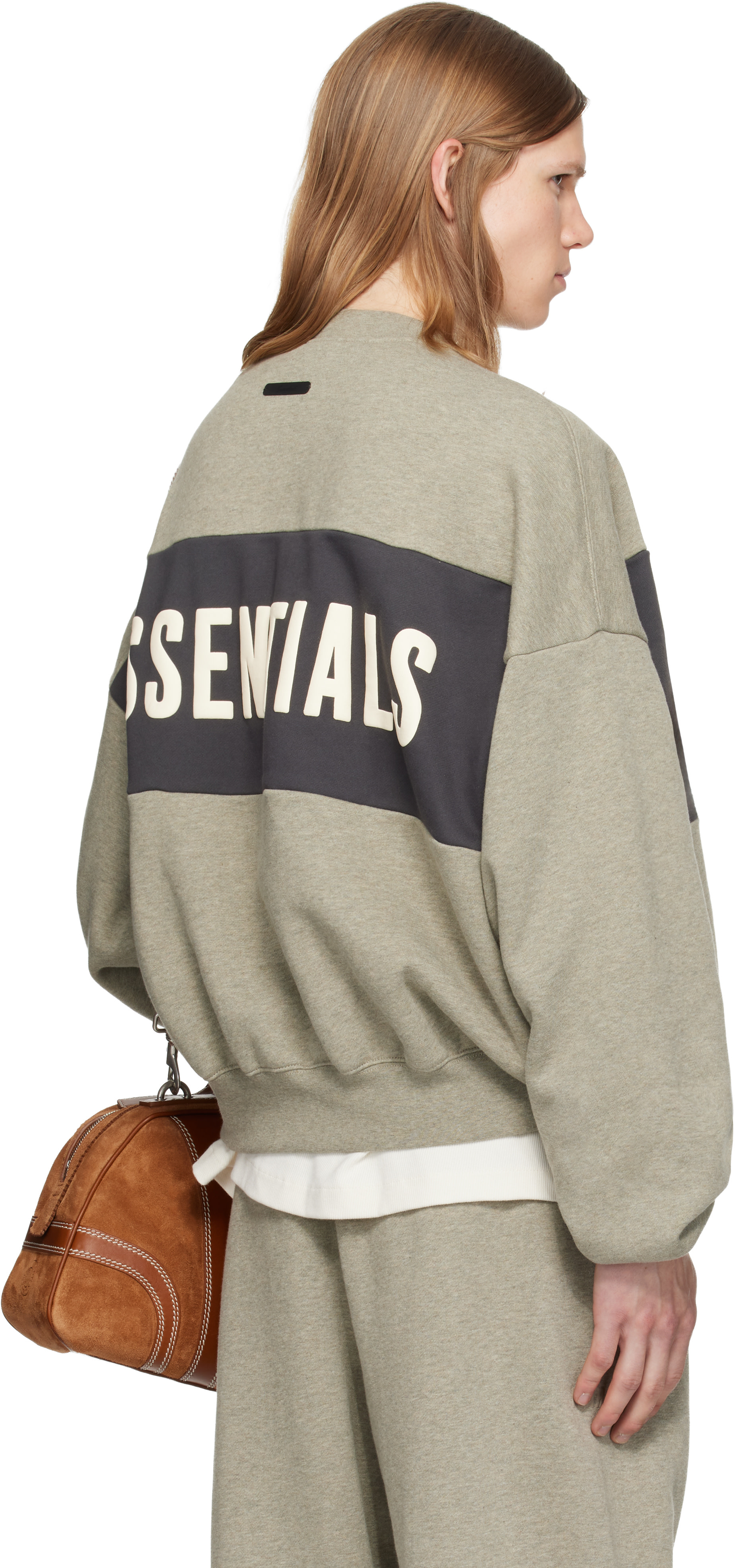 Fear of God ESSENTIALS - Pull molletonné écourté décontracté gris à panneaux