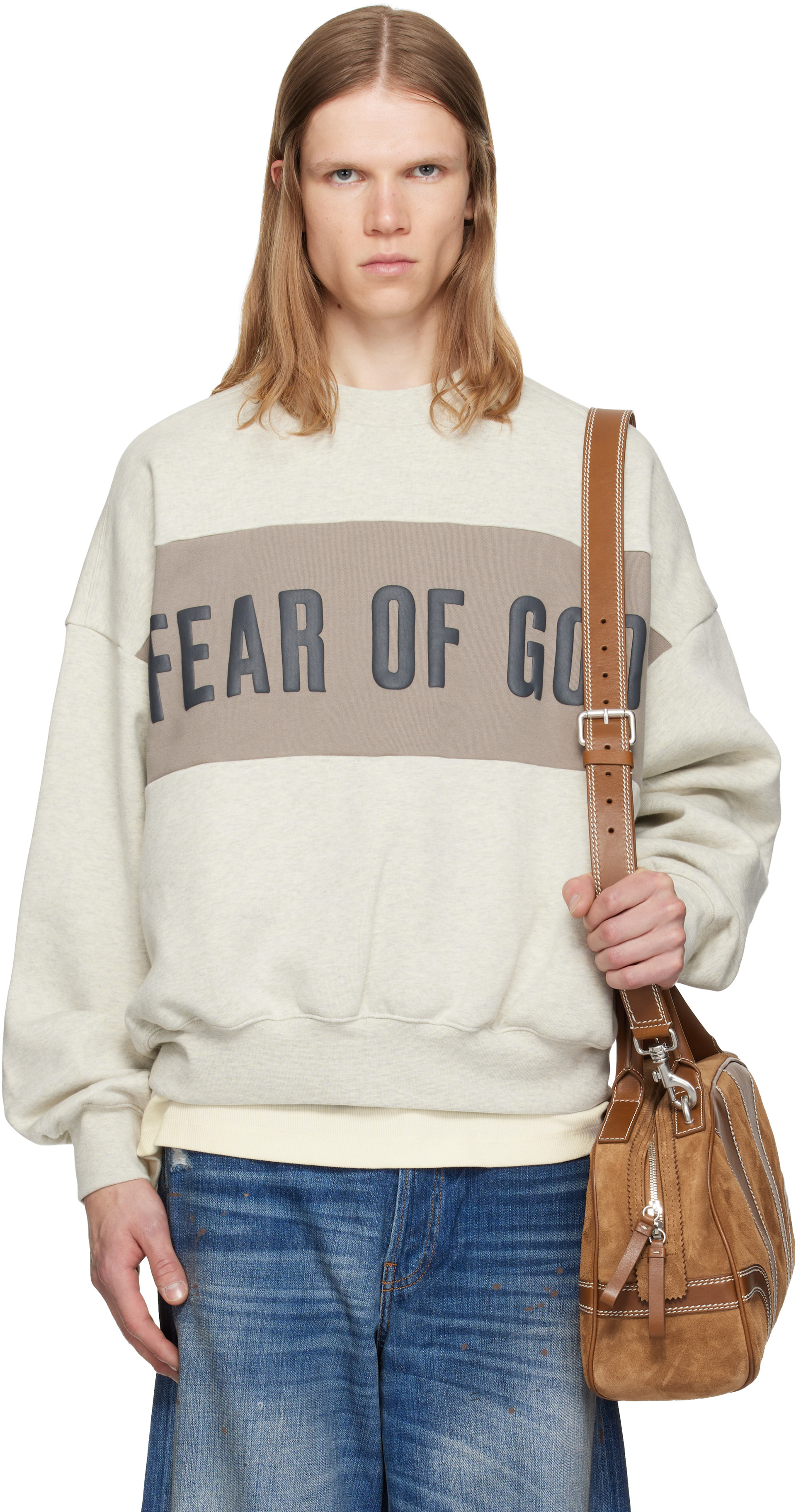 Fear of God ESSENTIALS - Pull molletonné écourté décontracté gris à panneaux