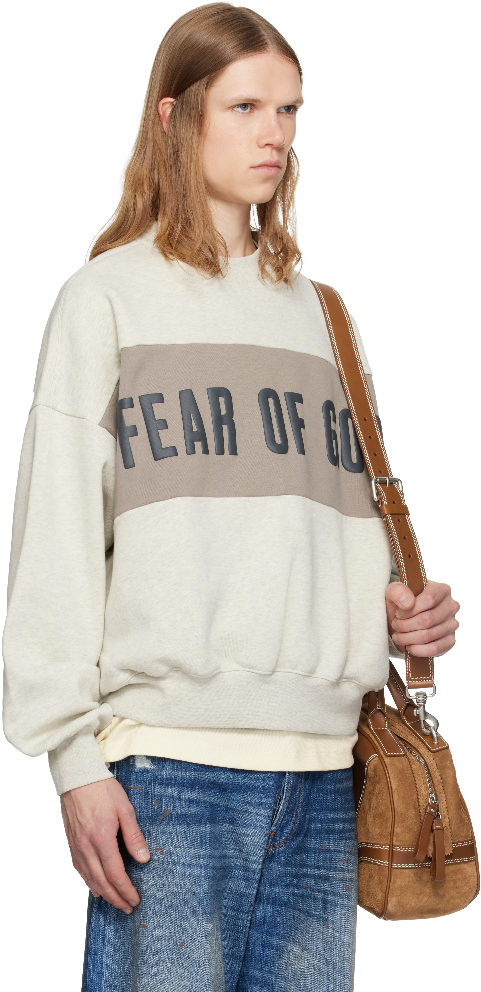 Fear of God ESSENTIALS - Pull molletonné écourté décontracté gris à panneaux