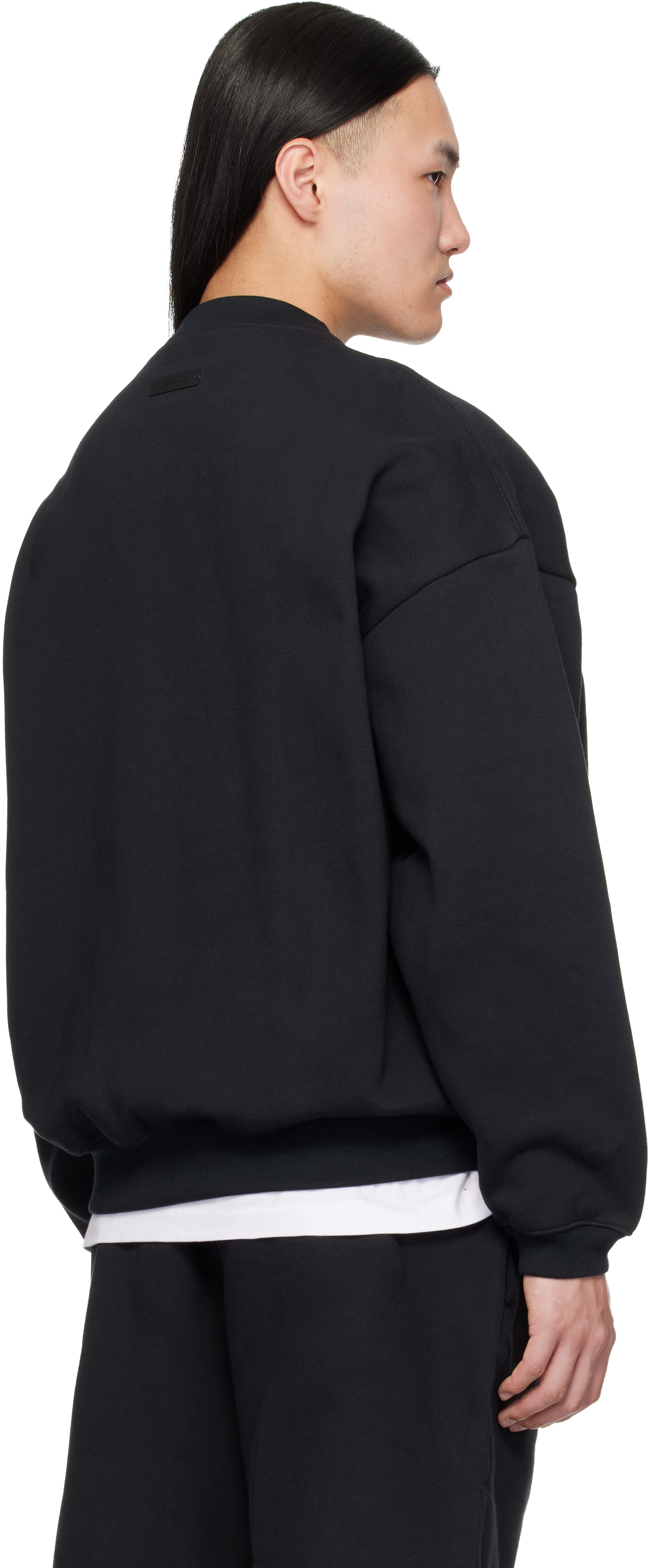Fear of God ESSENTIALS - Black Varsity 90s Crewneck Sweatshirt