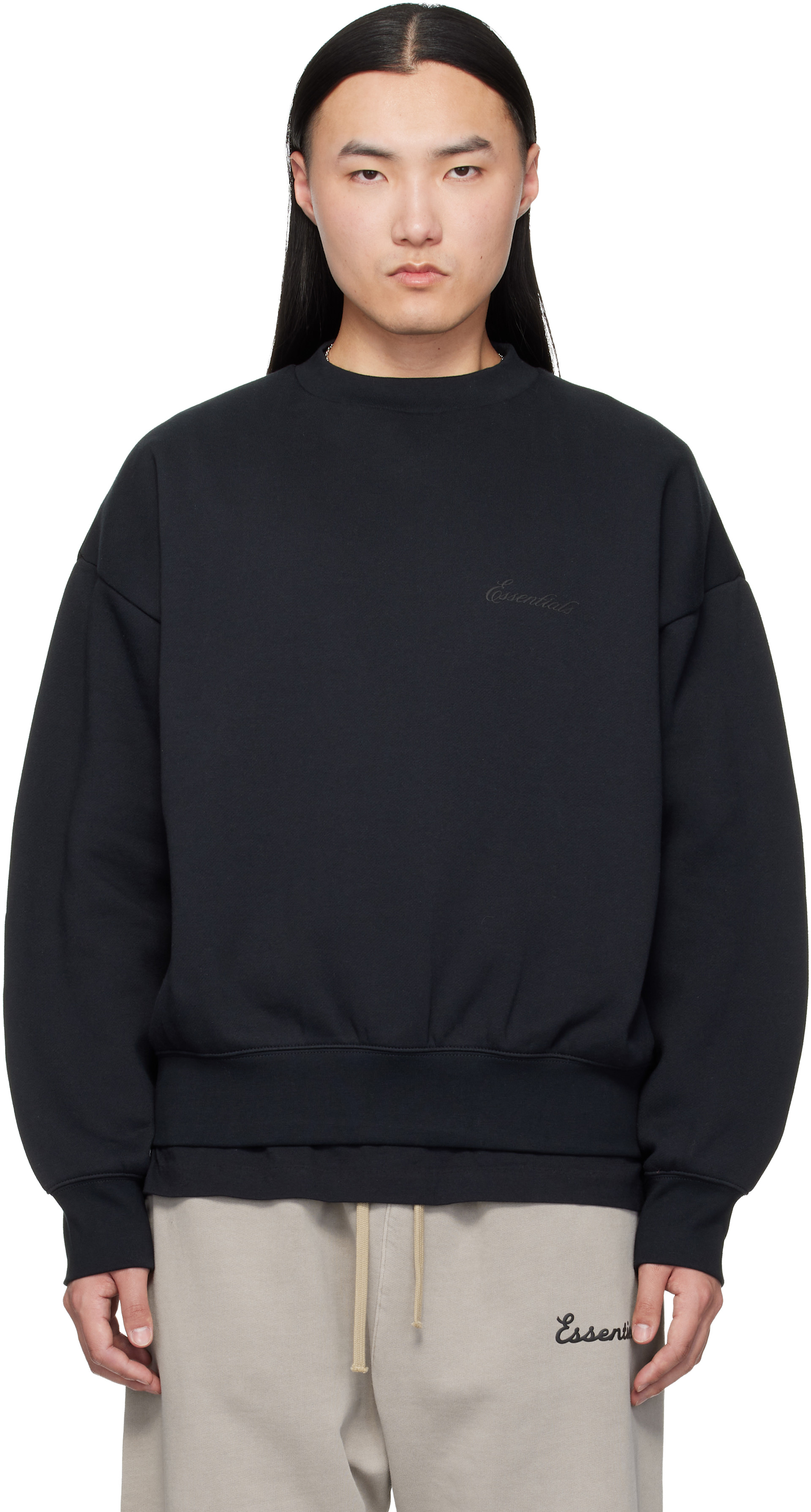 Fear of God ESSENTIALS - Pull molletonné noir à col ras du cou