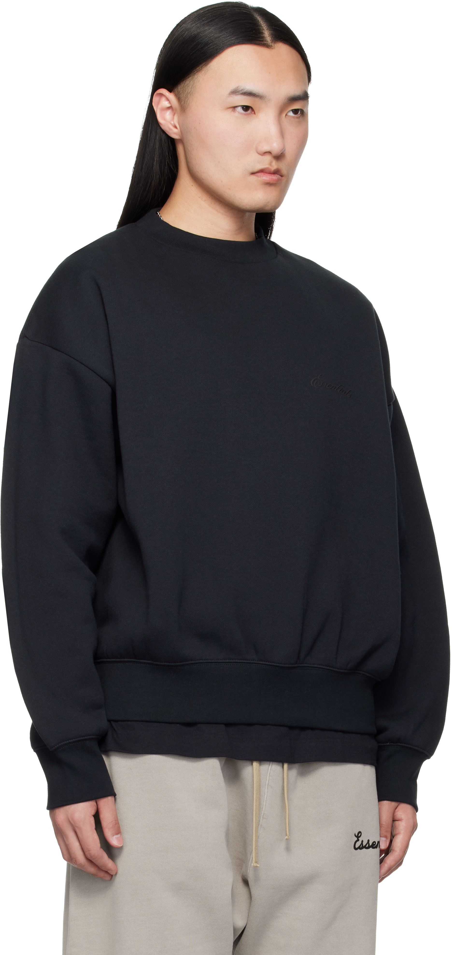 Fear of God ESSENTIALS - Pull molletonné noir à col ras du cou