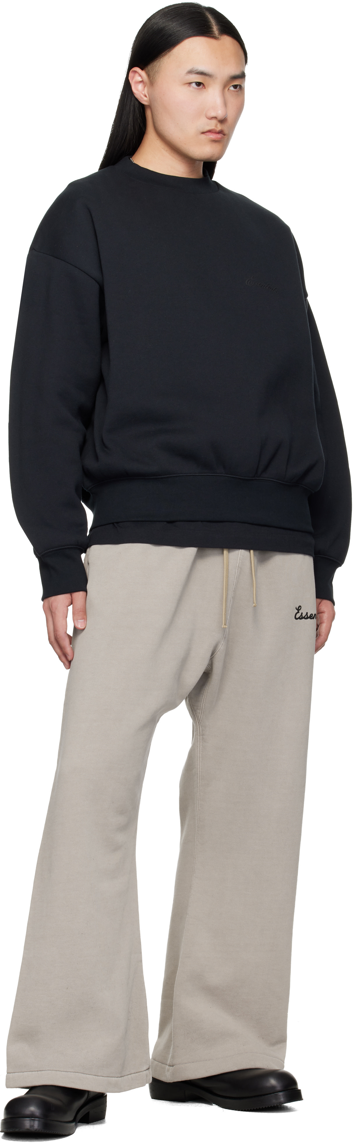 Fear of God ESSENTIALS - Pull molletonné noir à col ras du cou