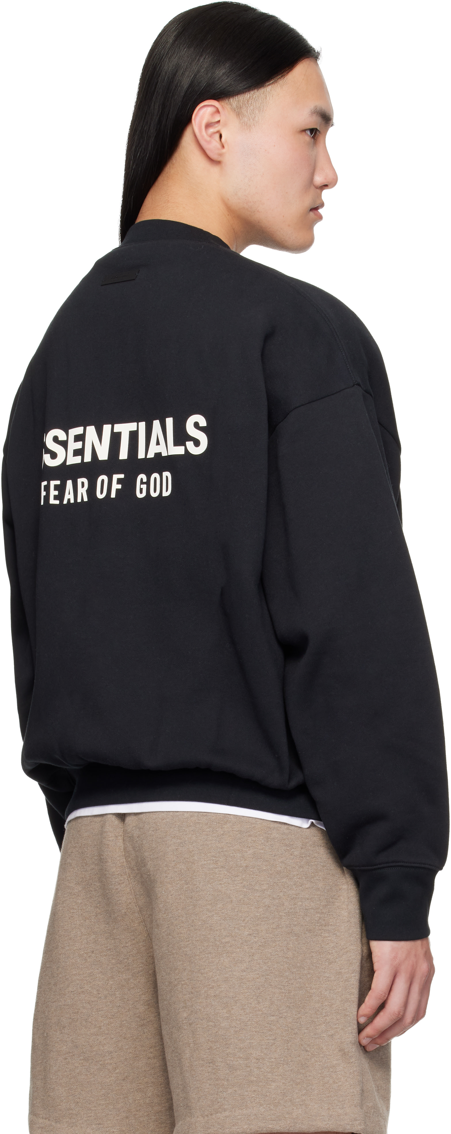 Fear of God ESSENTIALS - Pull molletonné noir à coupe classique et à col ras du cou