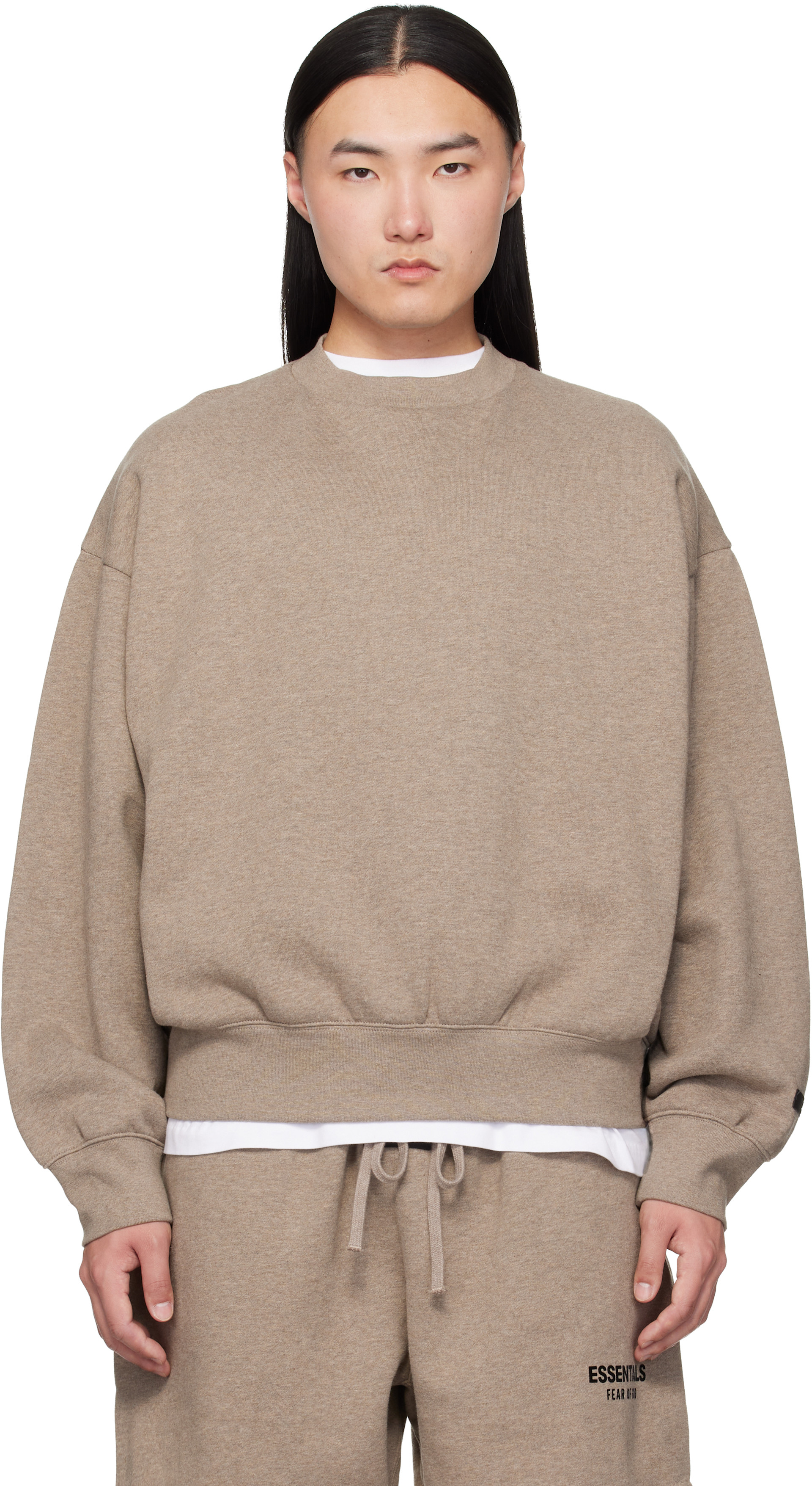 Fear of God ESSENTIALS - Beige Classic Crewneck Sweatshirt