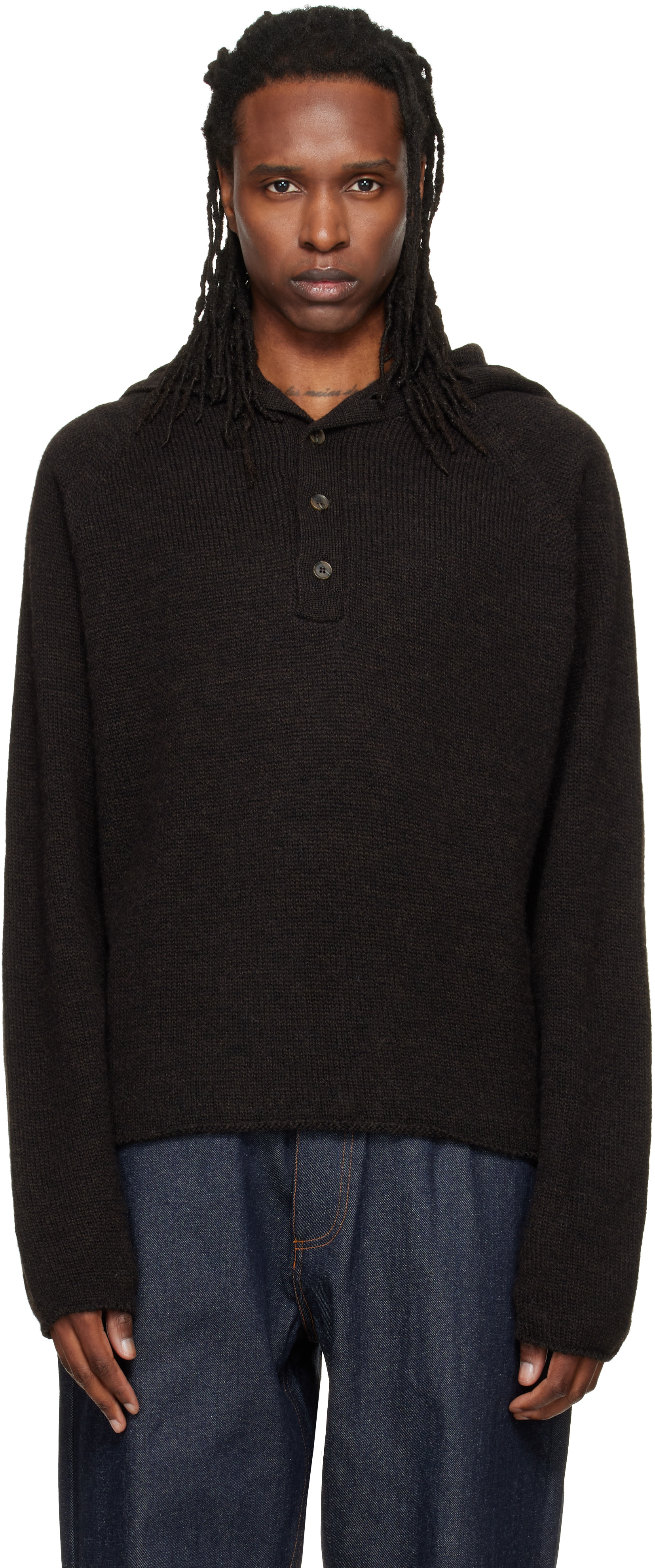 YMC - Brown Runaway Neck Sweater