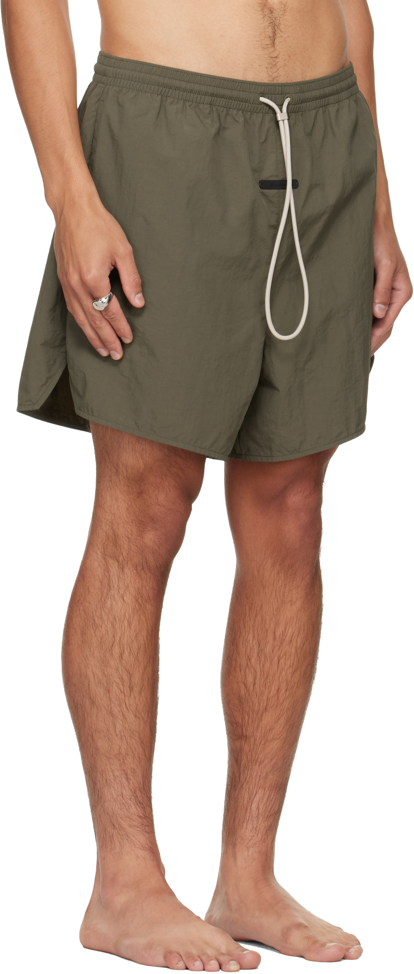 Fear of God ESSENTIALS - Khaki Logo Patch Swim Shorts