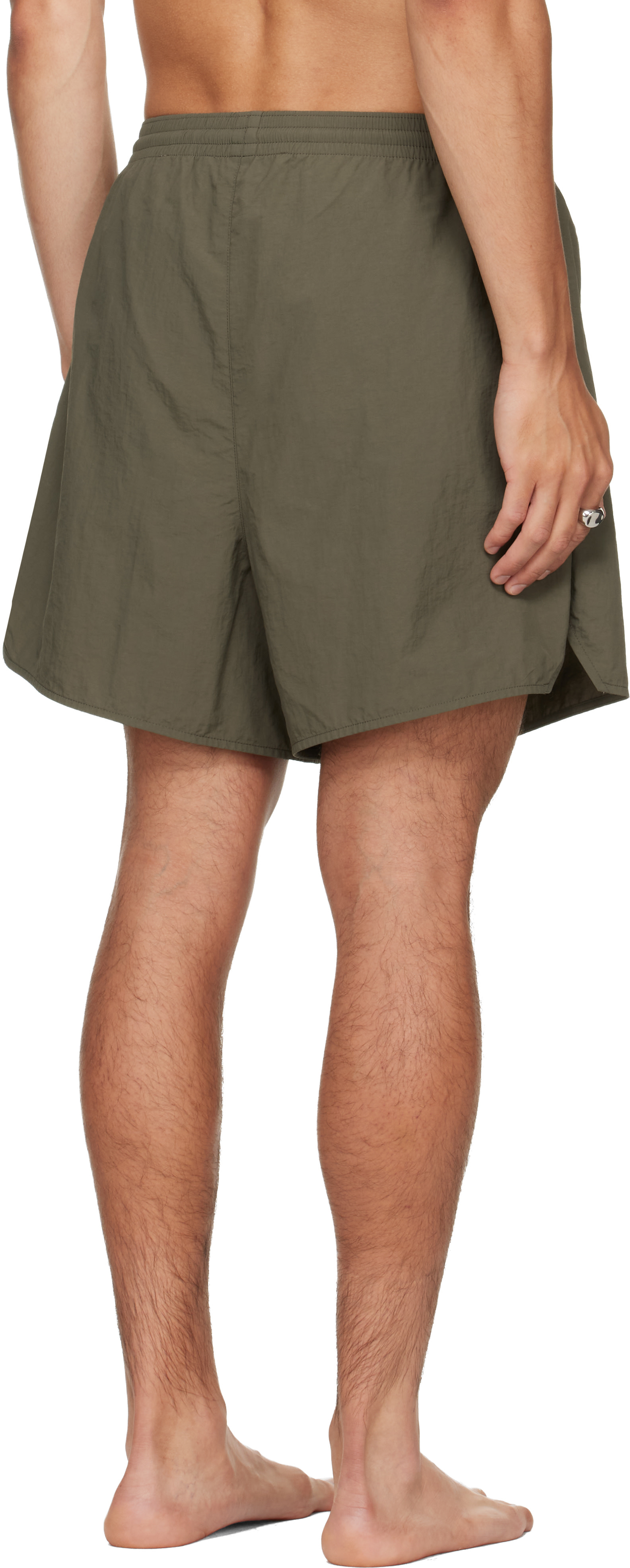 Fear of God ESSENTIALS - Khaki Logo Patch Swim Shorts