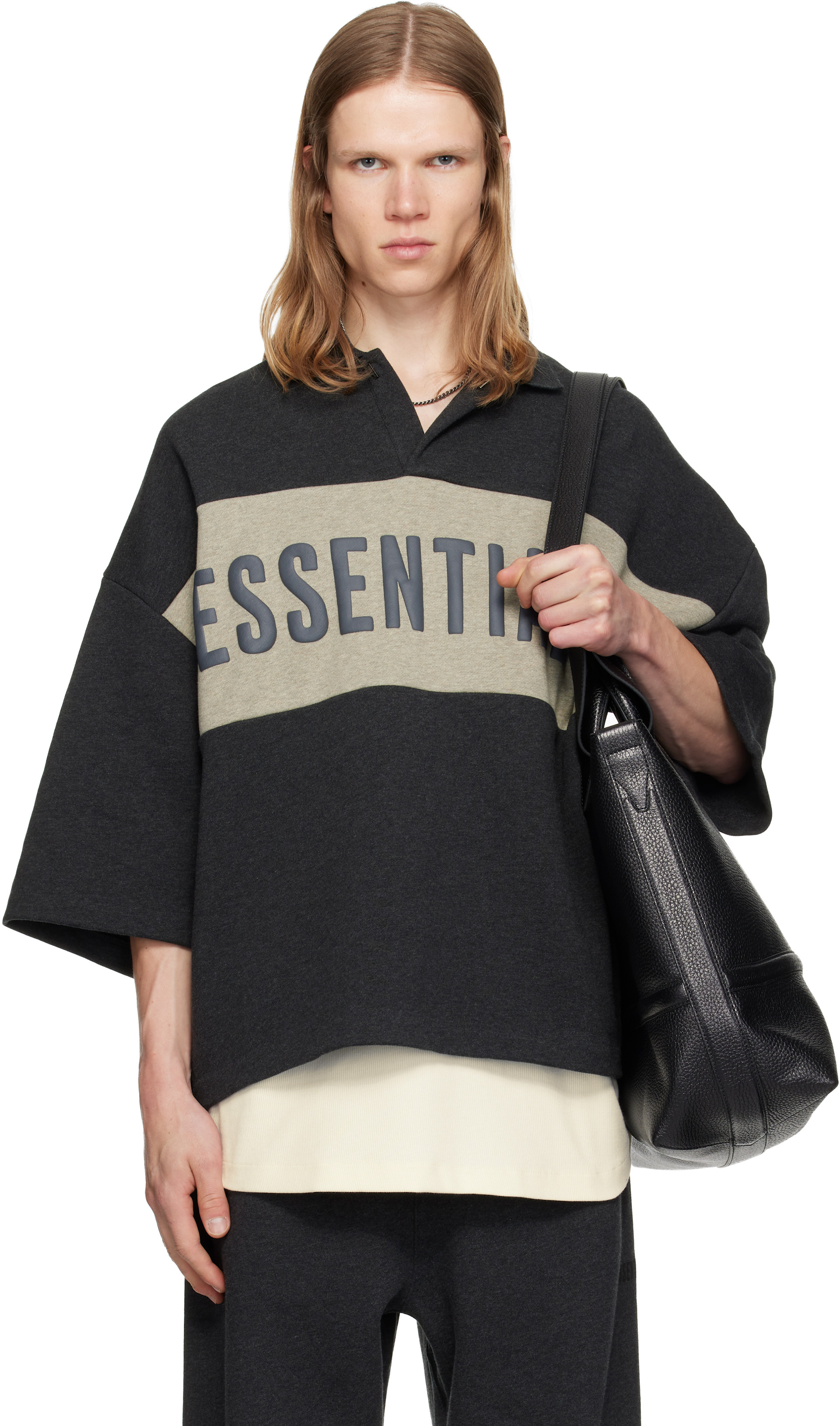 Fear of God ESSENTIALS - Gray Panelled Crop Polo