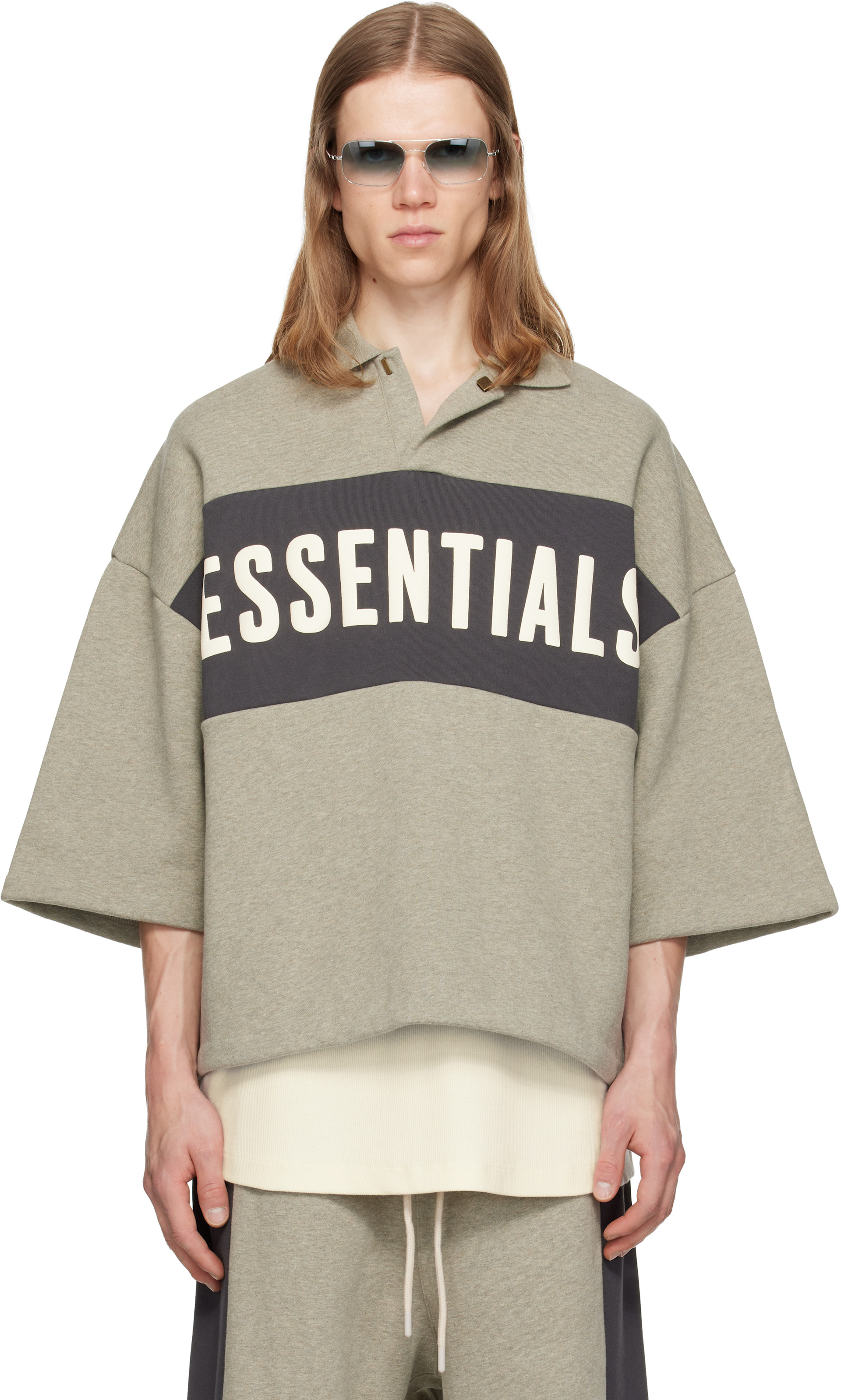 Fear of God ESSENTIALS - Gray Panelled Crop Polo
