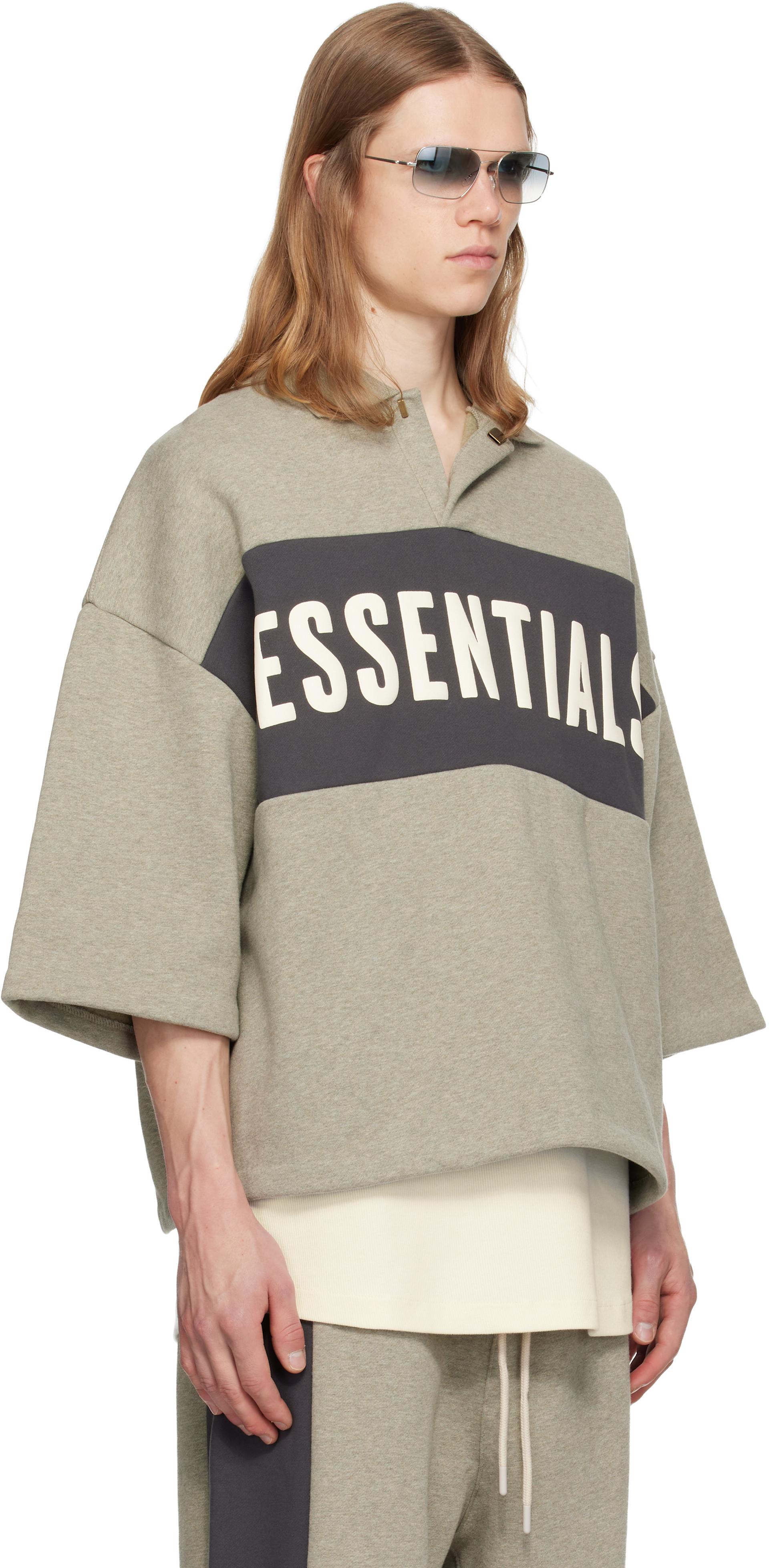 Fear of God ESSENTIALS - Gray Panelled Crop Polo