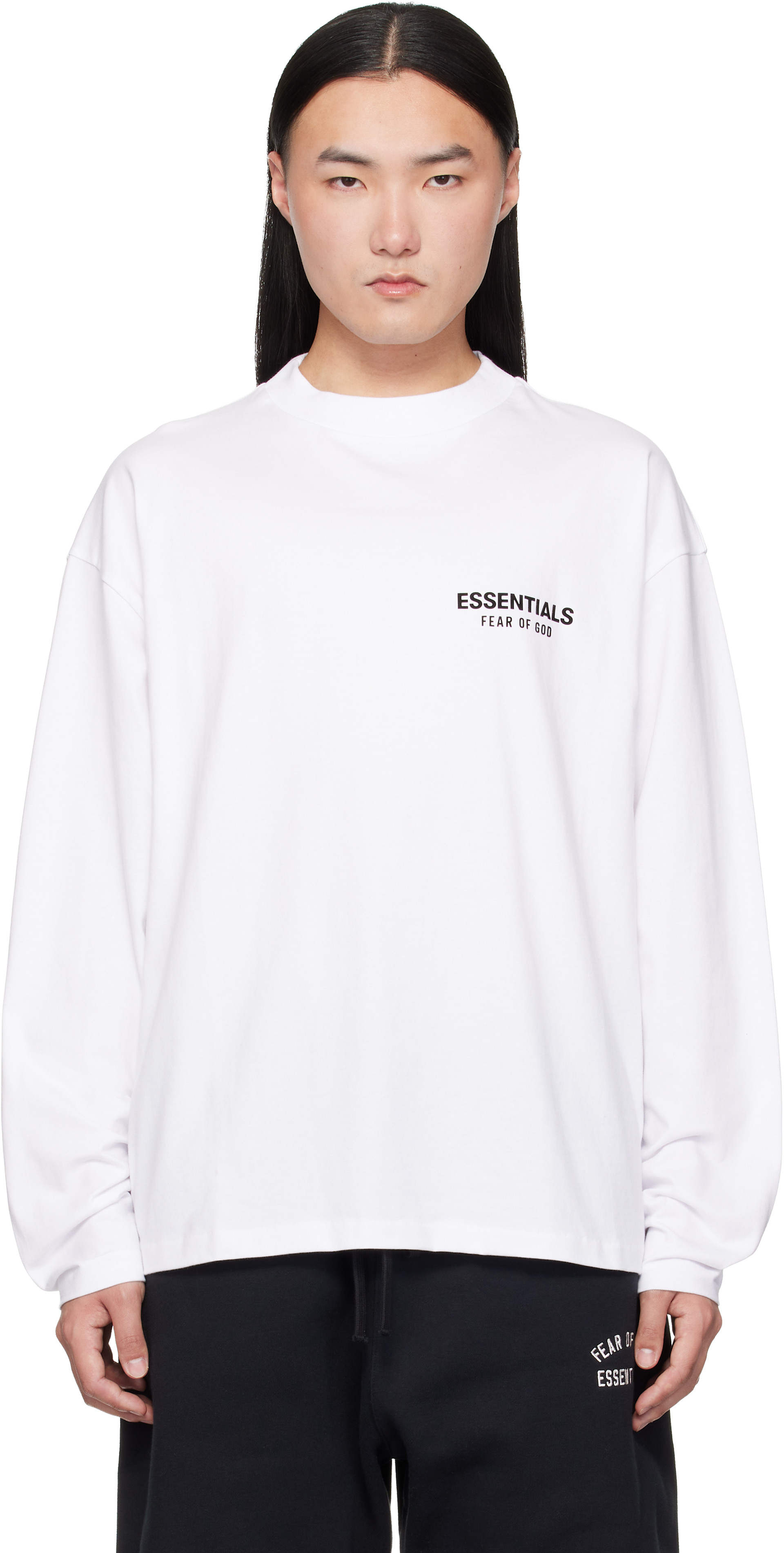 Fear of God ESSENTIALS - White Classic Long Sleeve T-shirt