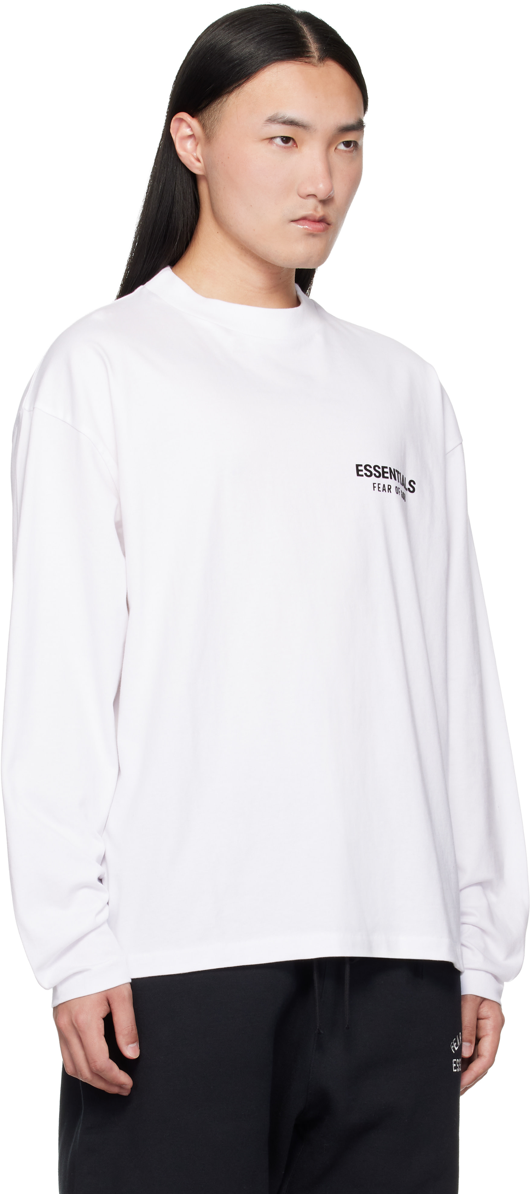 Fear of God ESSENTIALS - White Classic Long Sleeve T-shirt
