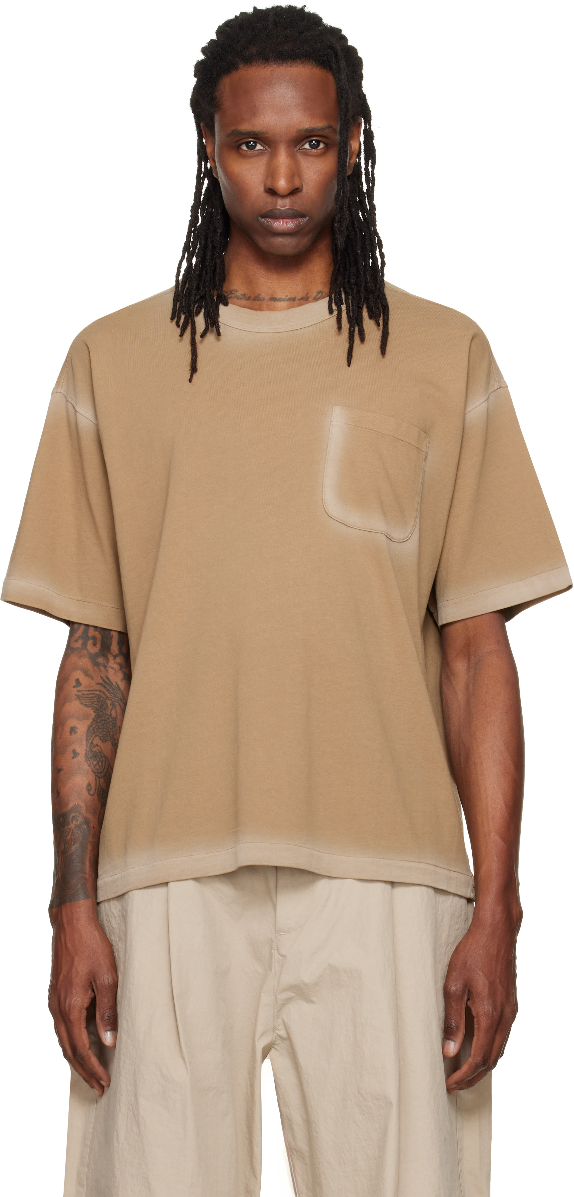 YMC - Beige Triple Pocket T-shirt