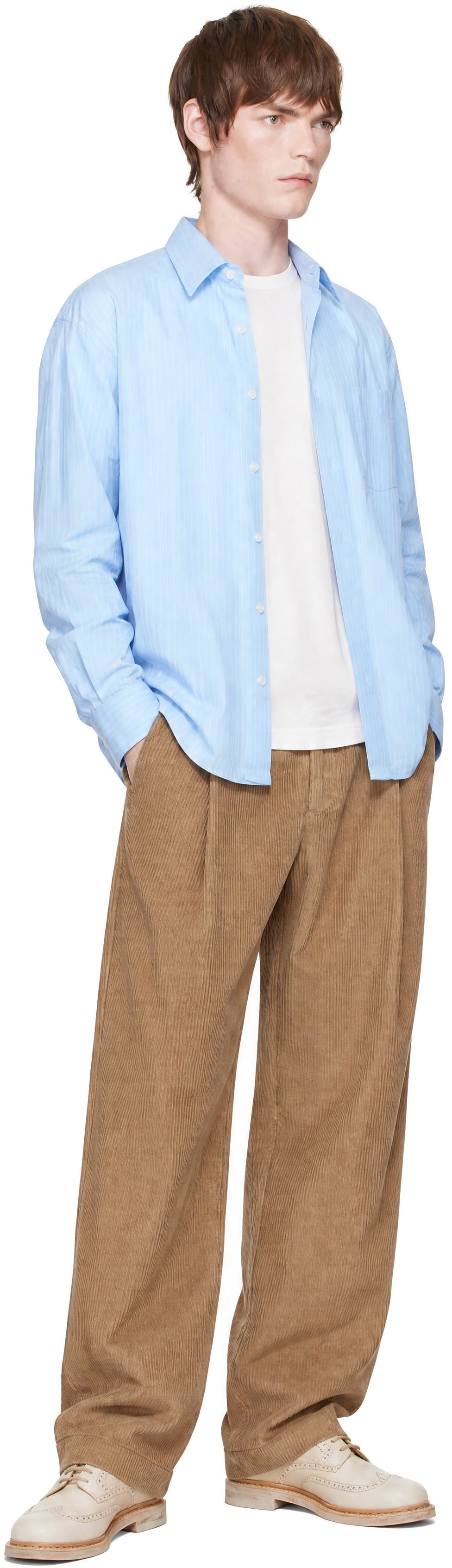 Carter Young: Tan Allen Corduroy Trousers | SSENSE United Kingdom
