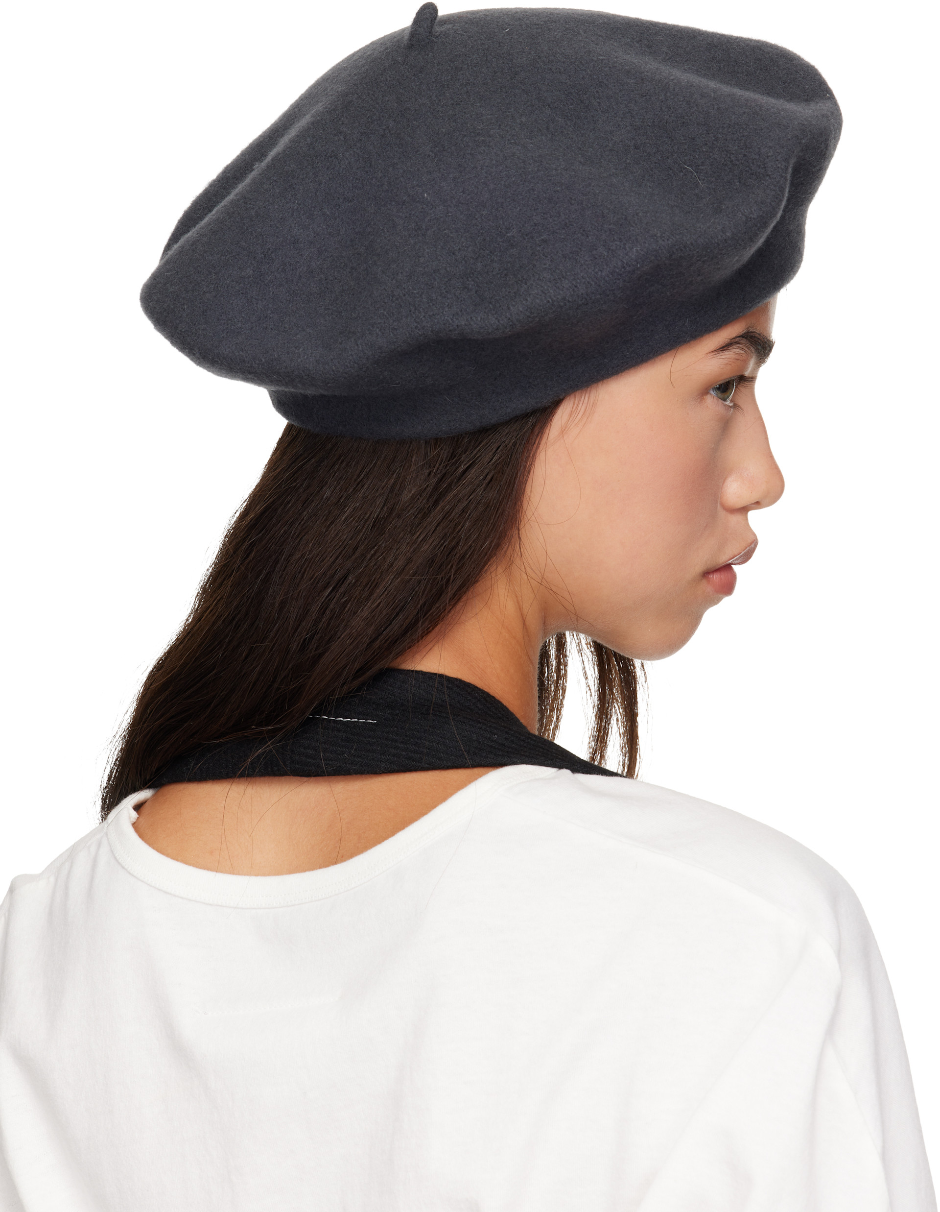 Maison Margiela: グレー 4-Stitch ウール ベレー帽 | SSENSE 日本